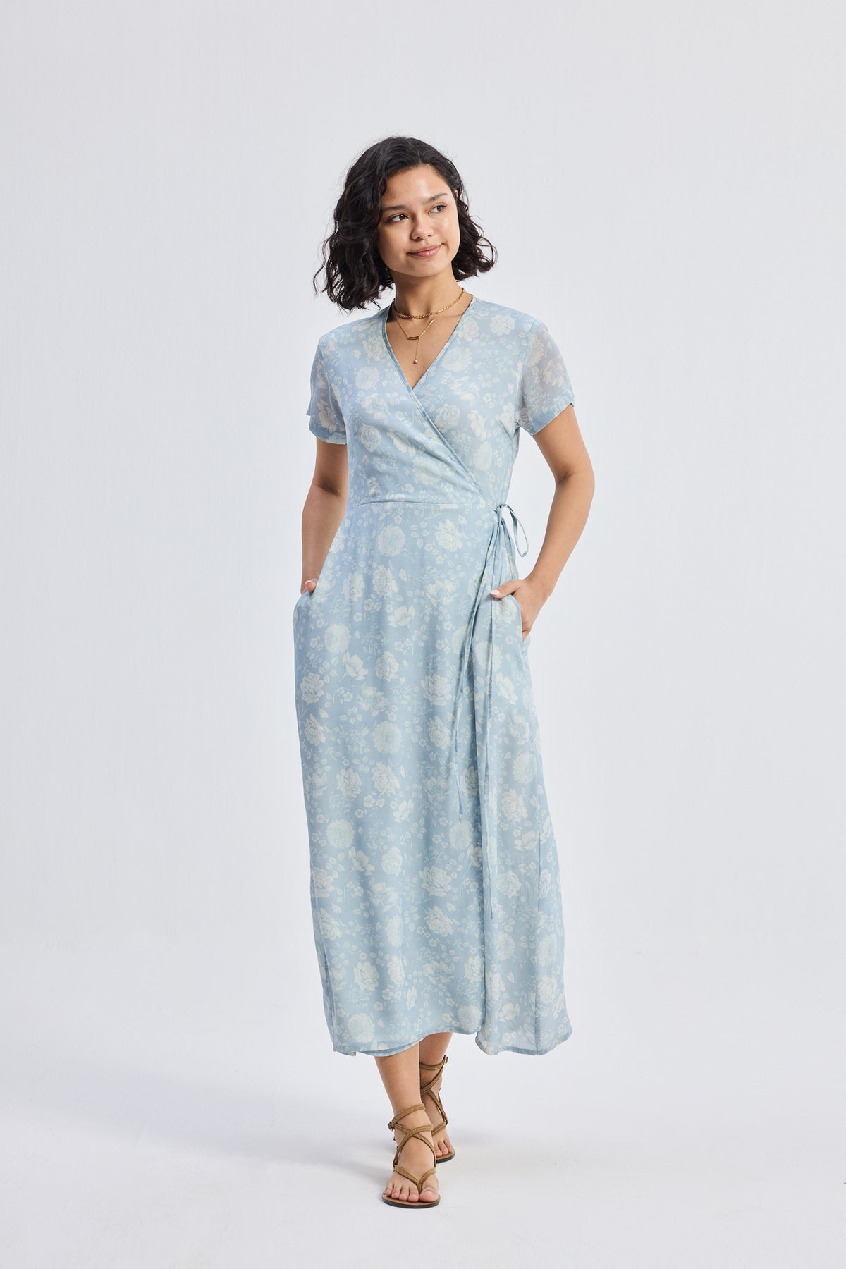 Maxi Wrap Dress in Florals Longshot