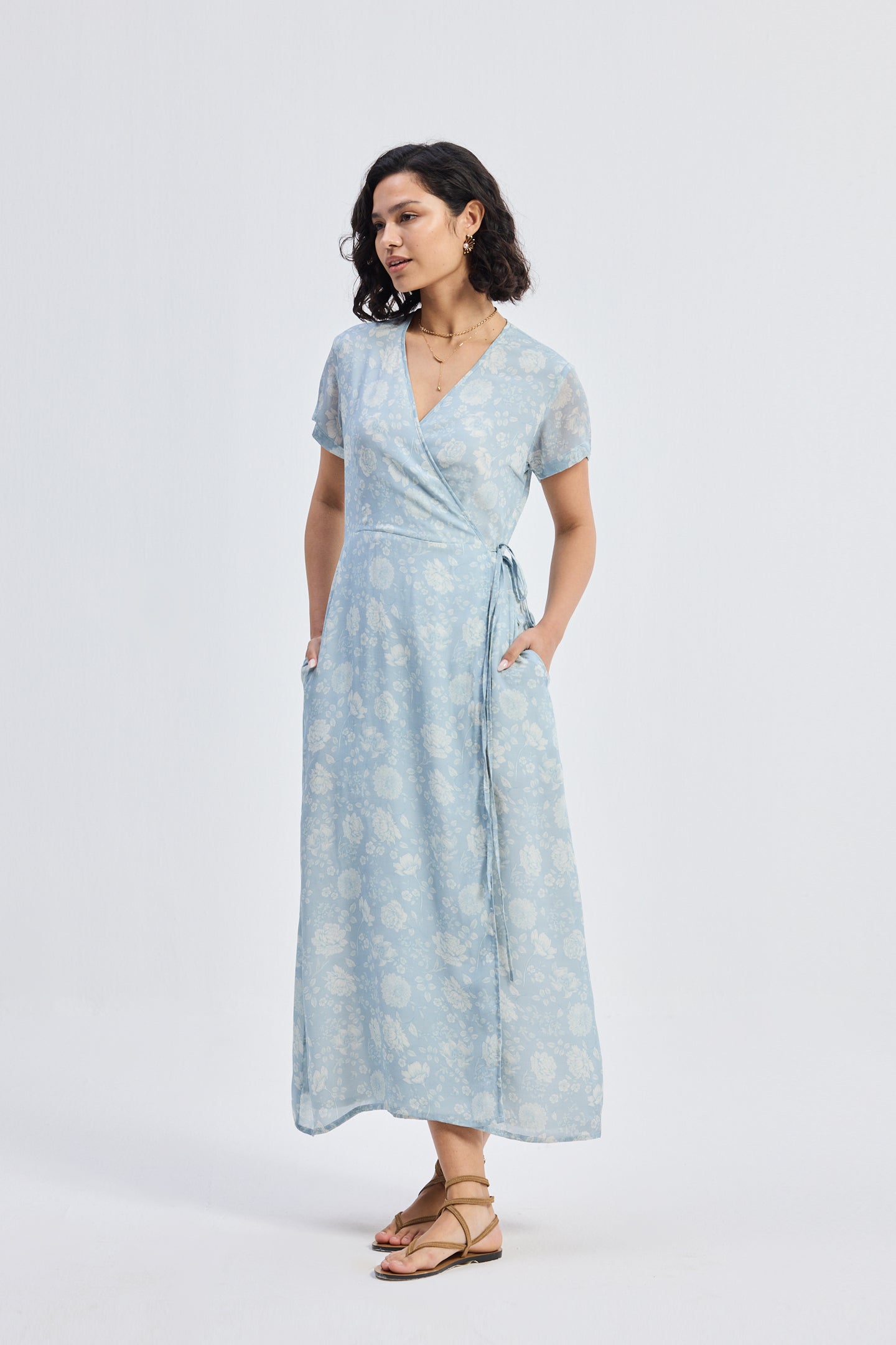 Maxi Wrap Dress in Florals Longshot