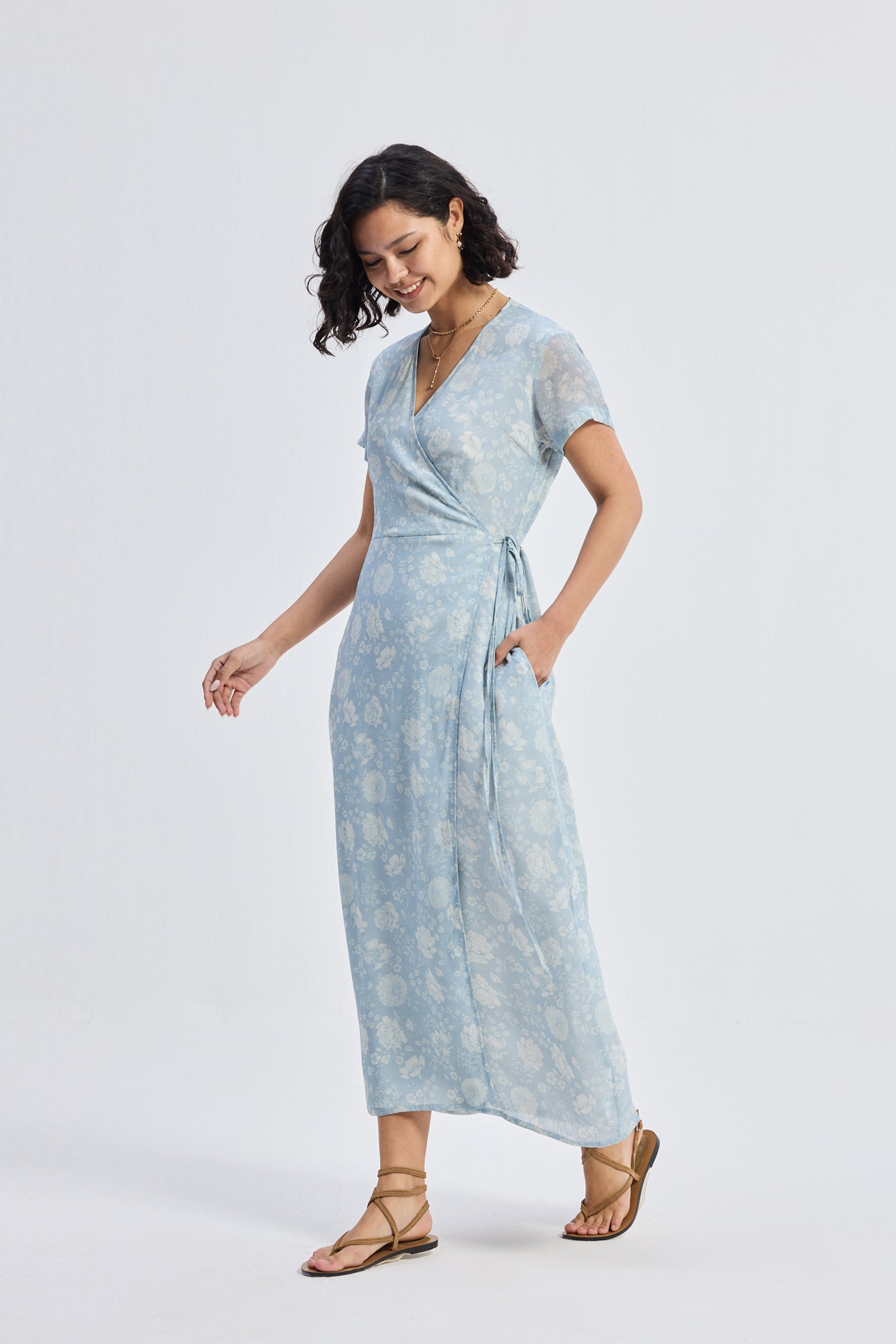 Maxi Wrap Dress in Florals Longshot