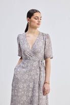 Maxi Wrap Floral dress in Vintage Vines Closeup