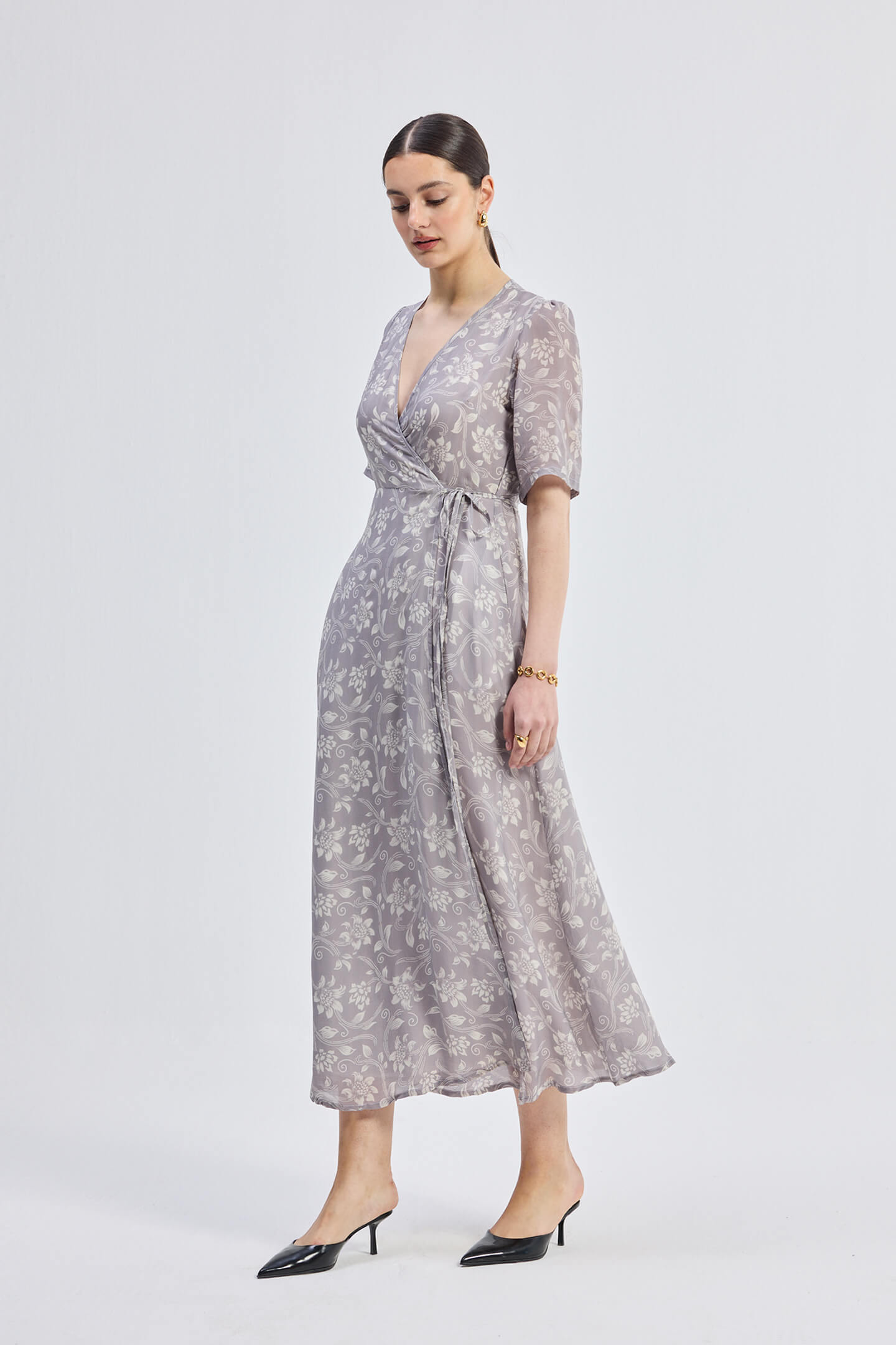 Maxi Wrap Floral dress in Vintage Vines Longshot