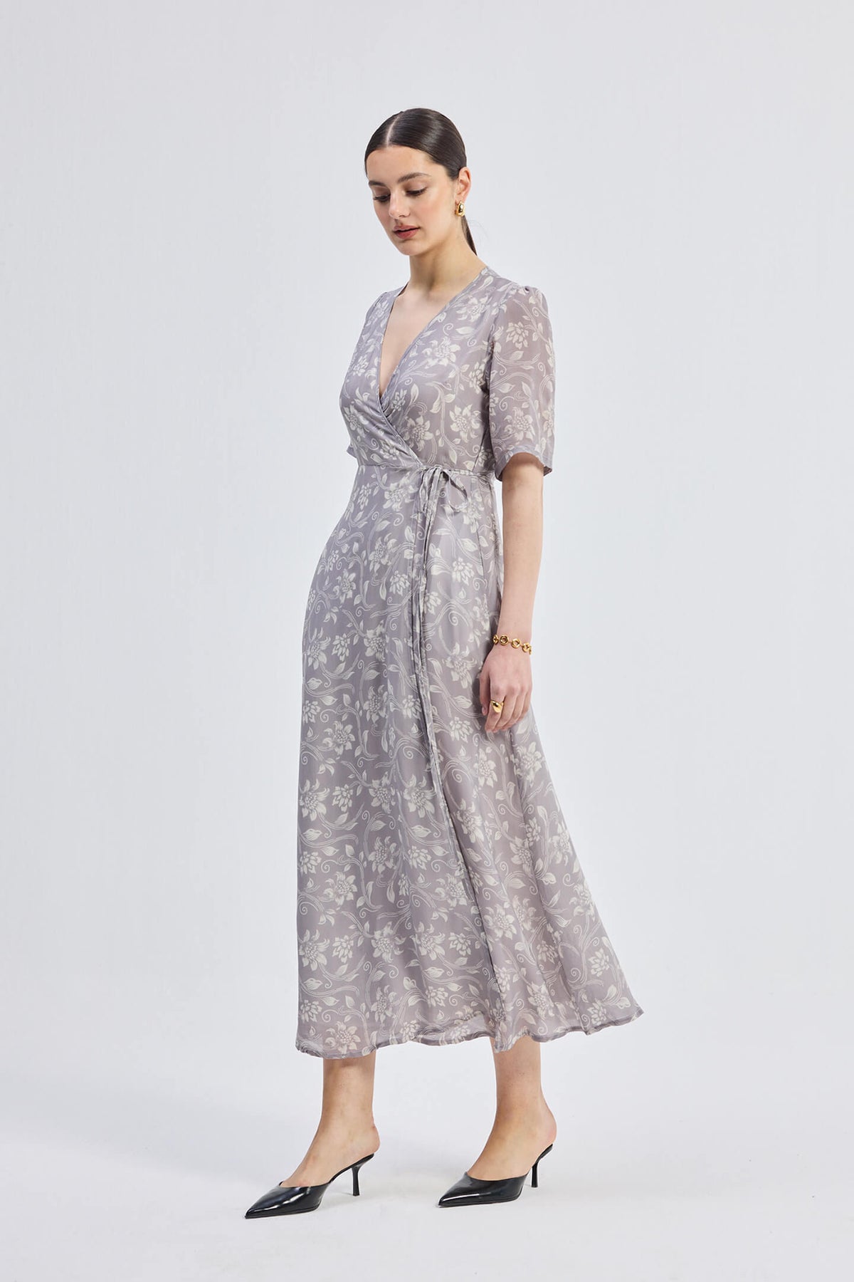 Maxi Wrap Floral dress in Vintage Vines Longshot