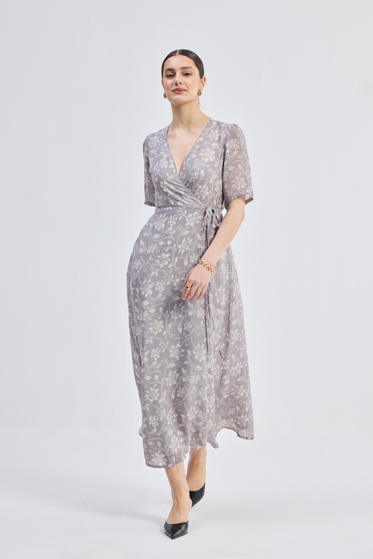 Maxi Wrap Floral dress in Vintage Vines Longshot