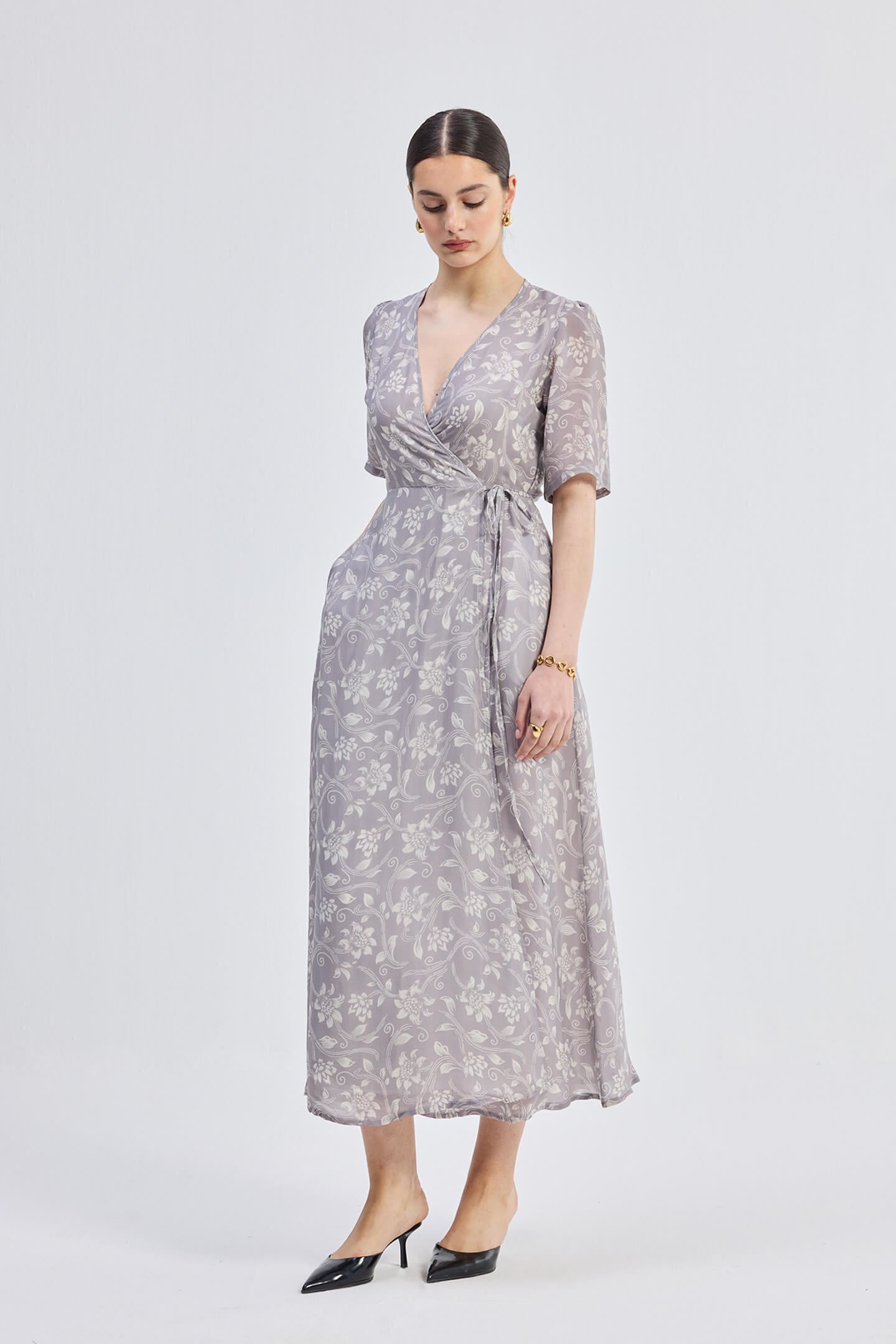 Maxi Wrap Floral dress in Vintage Vines Longshot