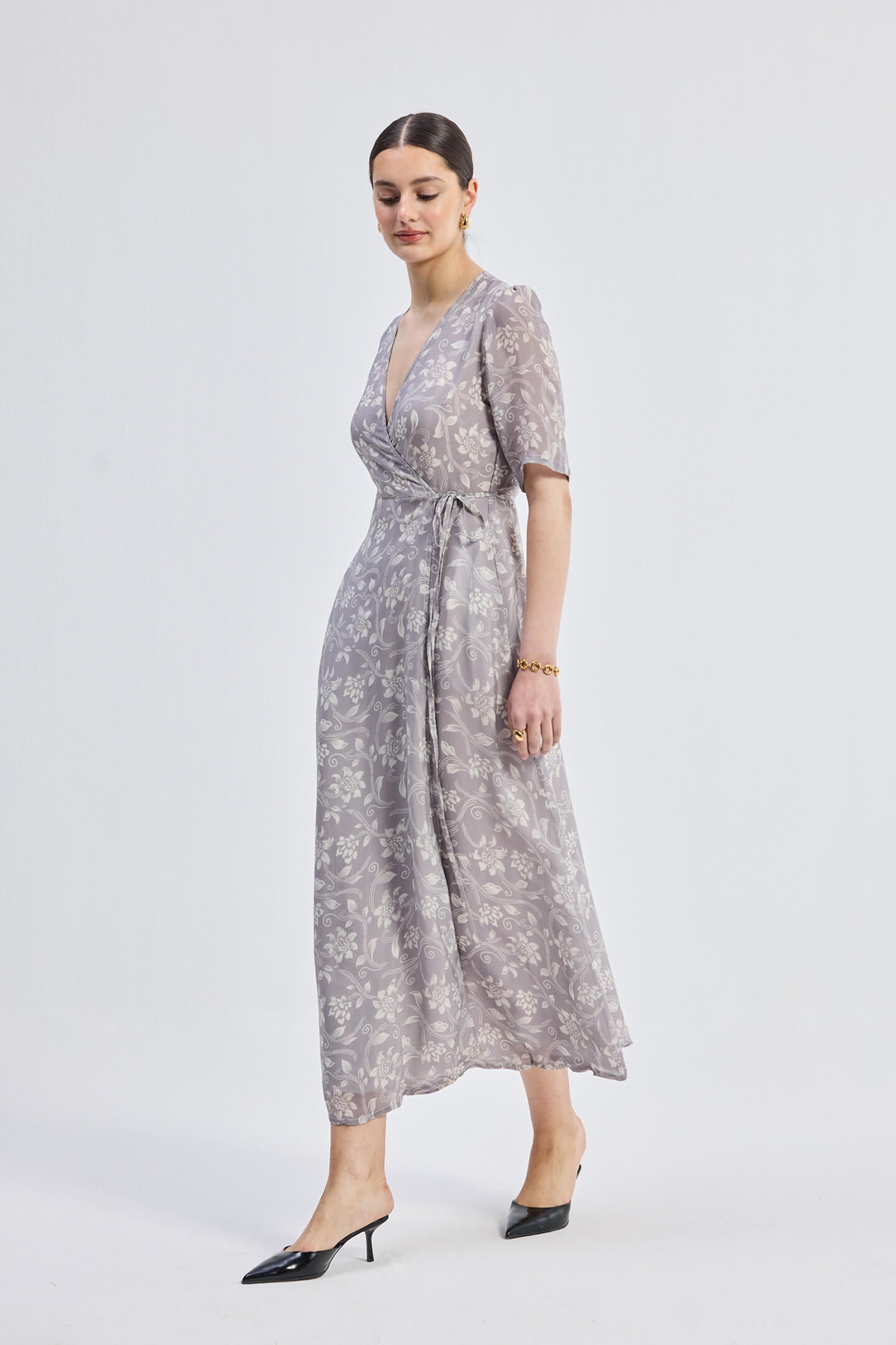 Maxi Wrap Floral dress in Vintage Vines Longshot