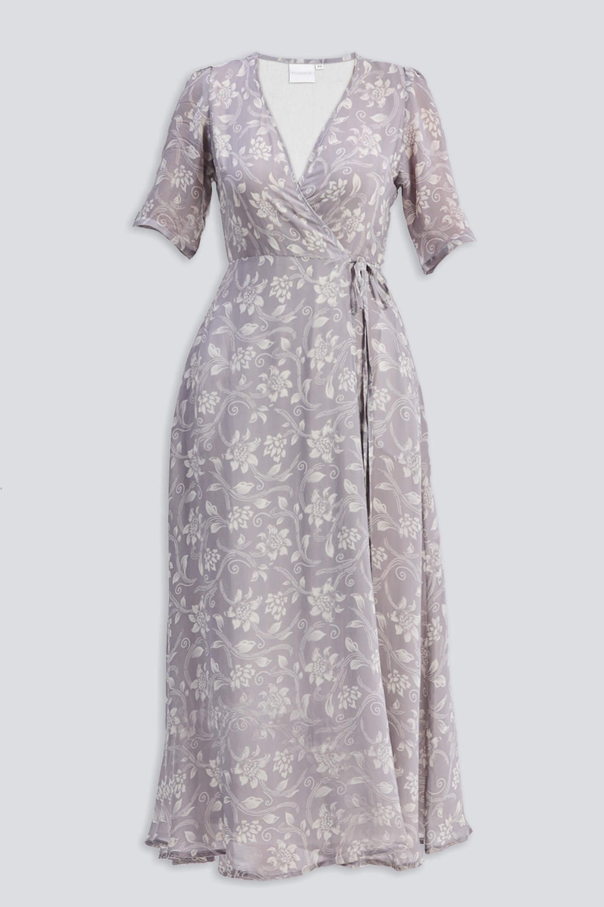 Maxi Wrap Floral dress in Vintage Vines Flat lay