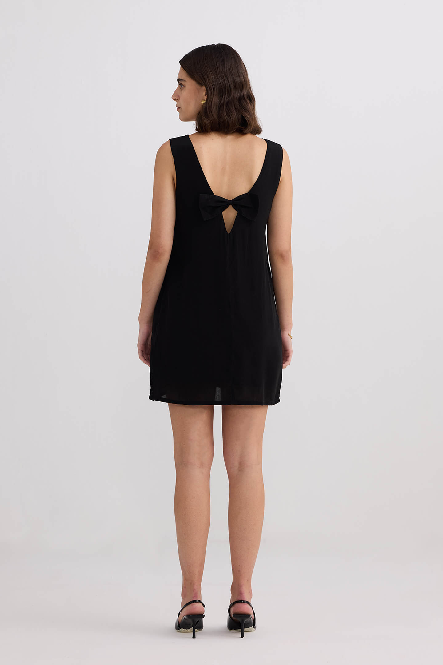 Midnight Muse V-neck Short Dress in Black Longshot