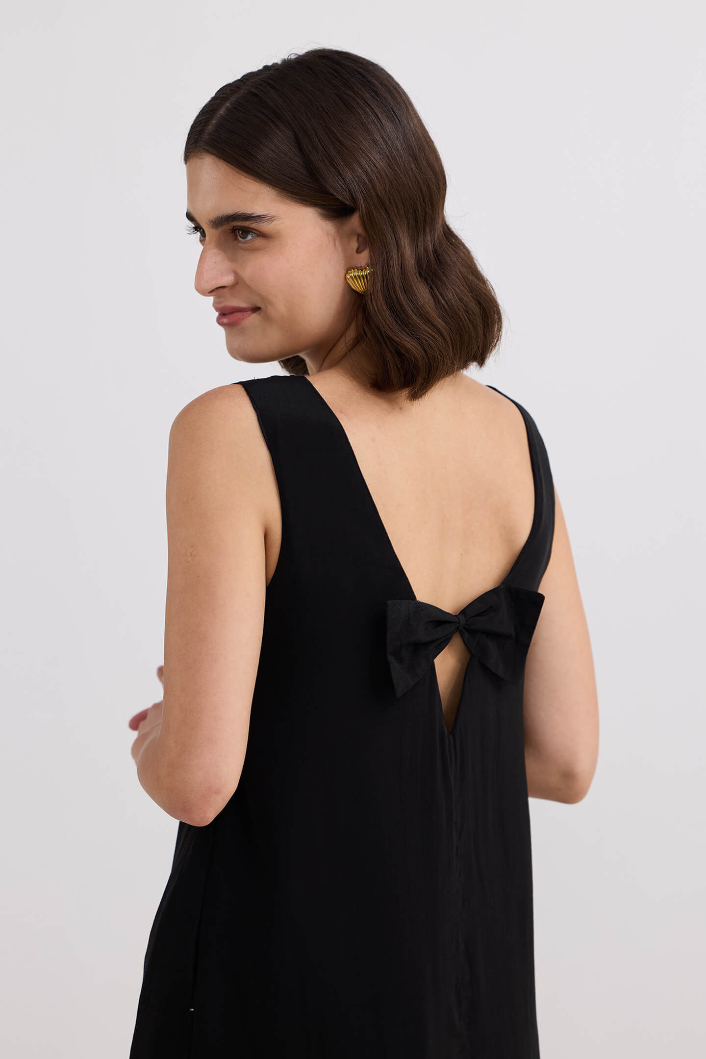 Midnight Muse V-neck Short Dress in Black Longshot