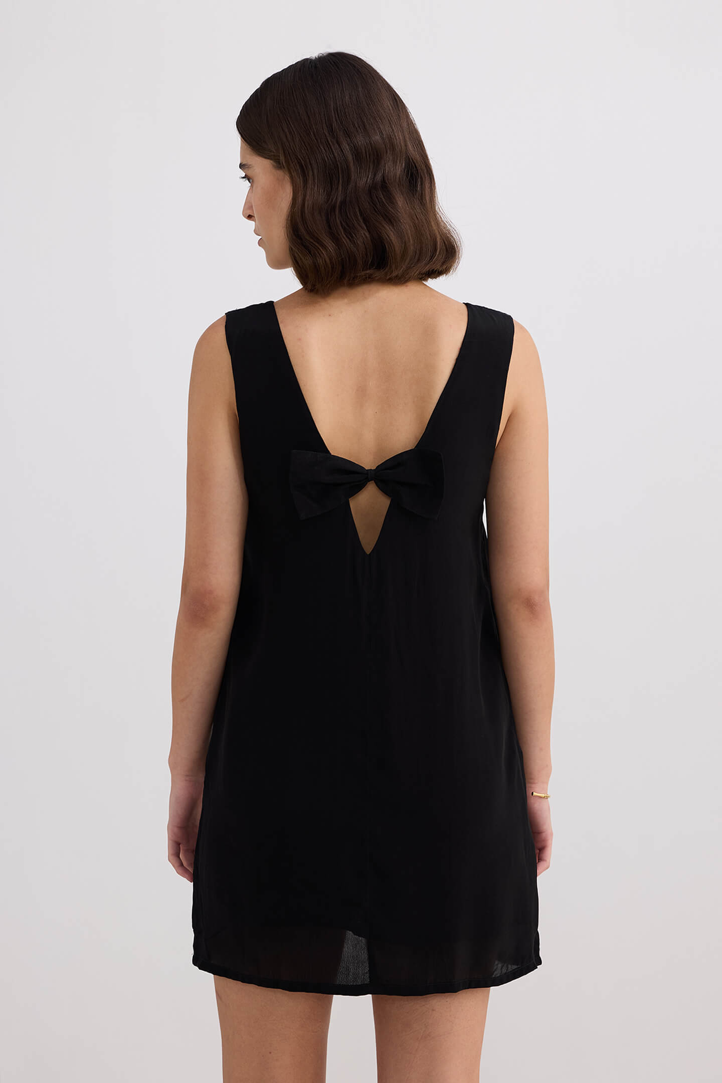 Midnight Muse V-neck Short Dress in Black Longshot