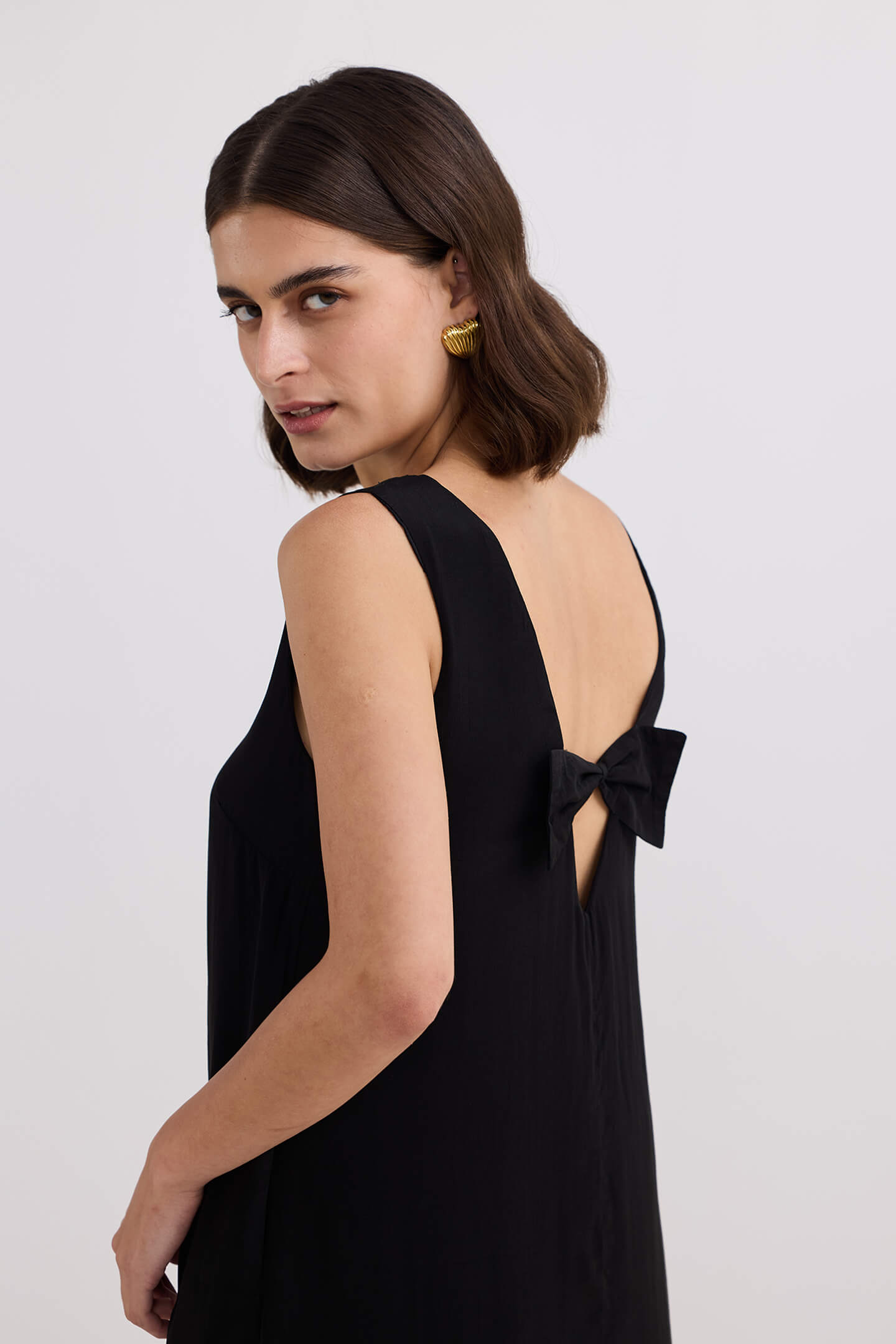 Midnight Muse V-neck Short Dress in Black Longshot