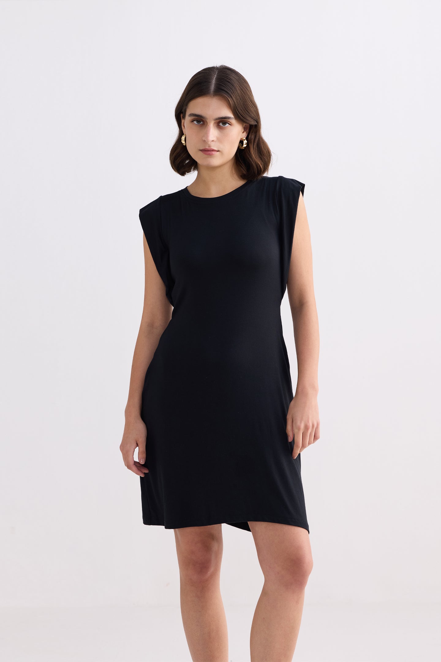 Muscle Tee Short Dress in Black Longshot