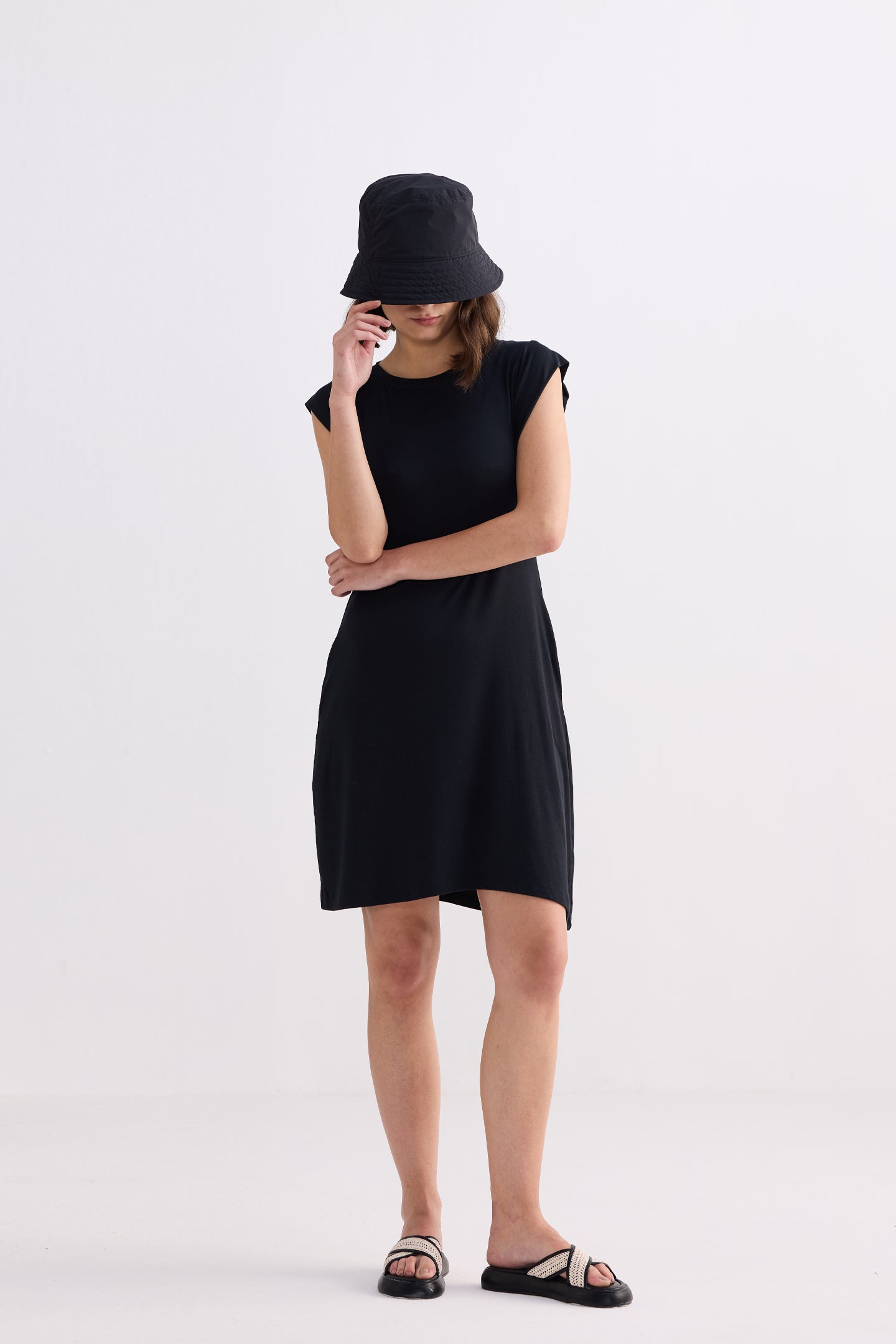 Muscle Tee Short Dress in Black Longshot