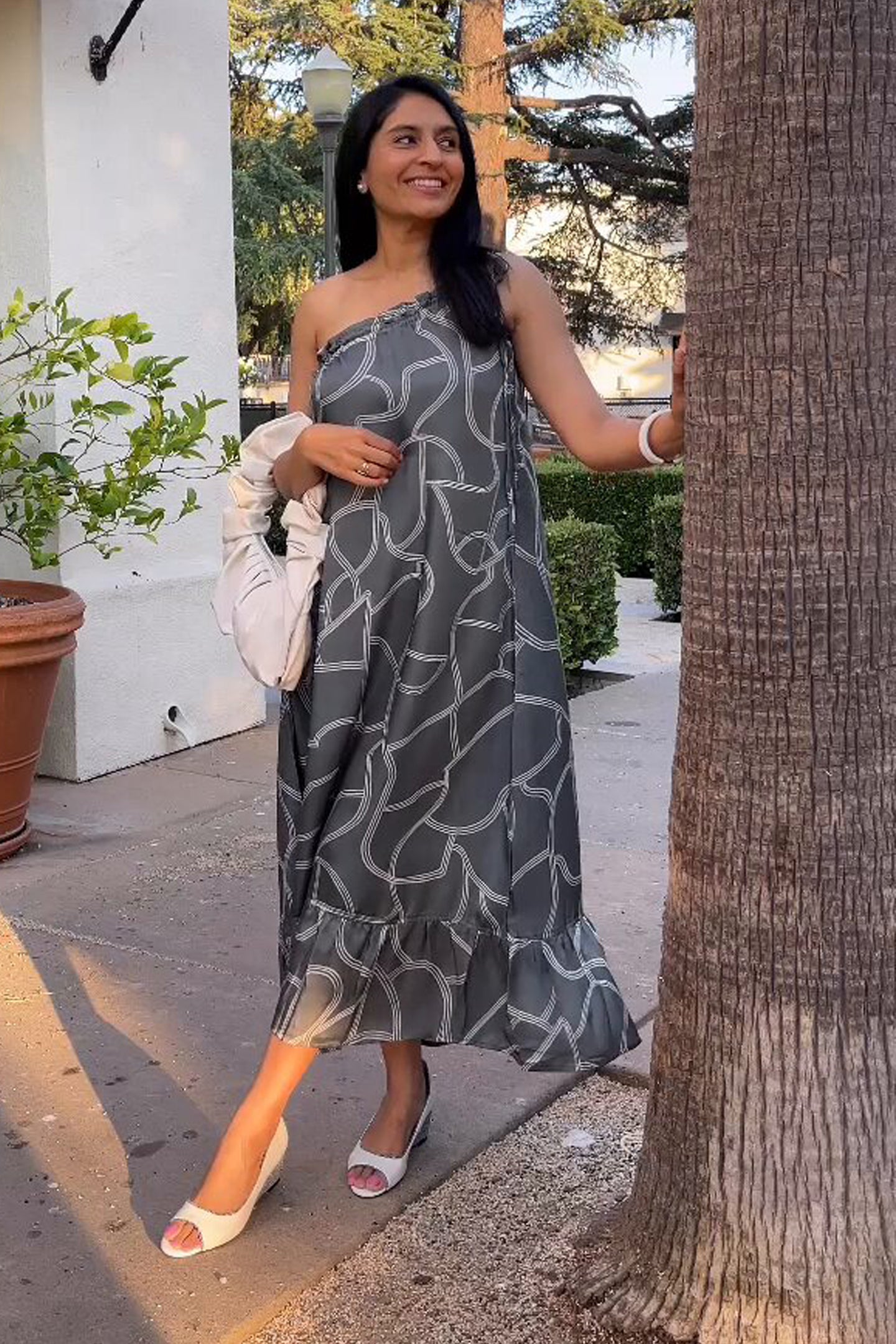 One Shoulder Maxi Dress in Abstract Stripes Moodshot Video