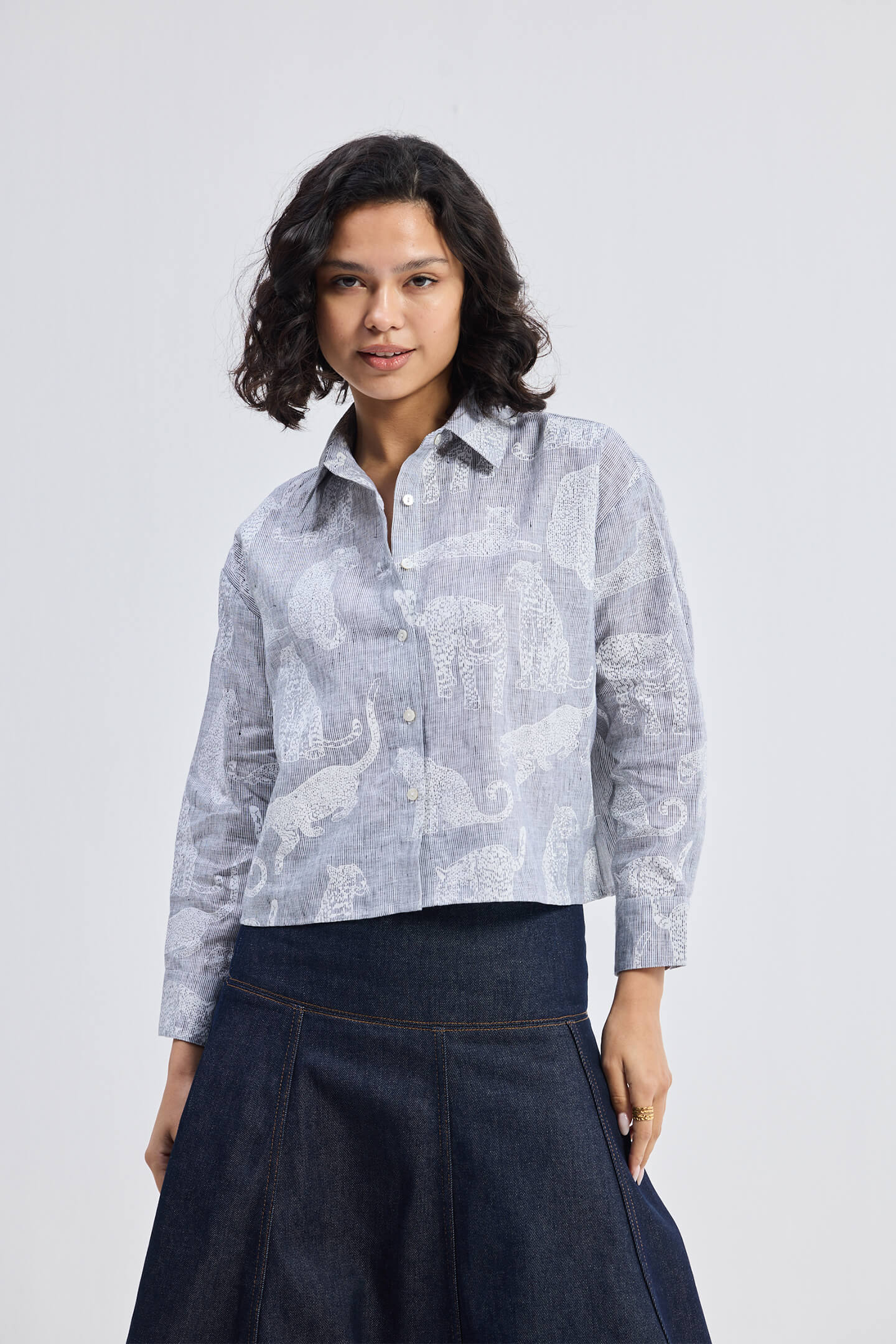 Oversized Boxy-fit Shirt in Animal Print