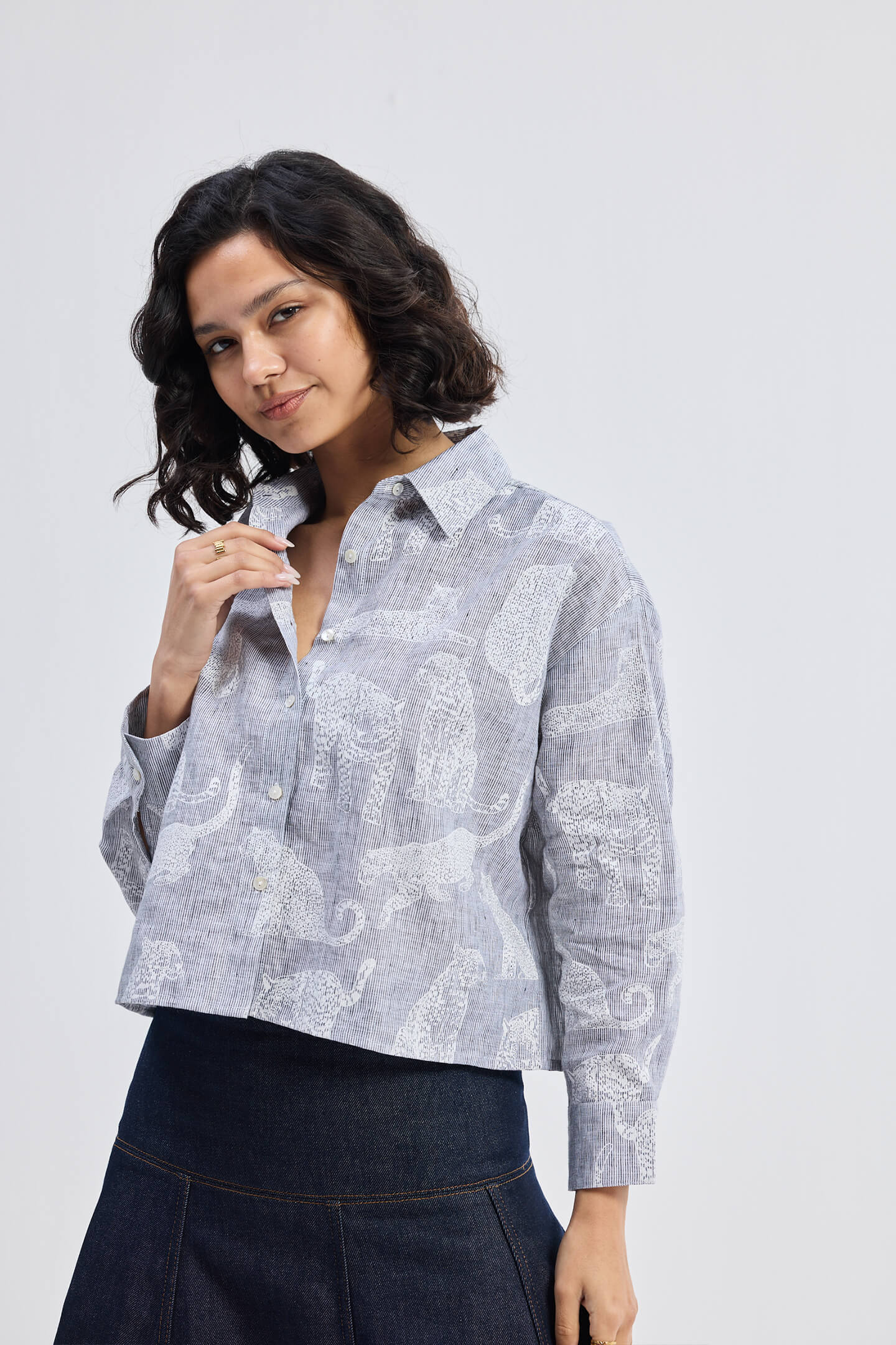 Oversized Boxy-fit Shirt in Animal Print