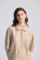 Oversized Flowy Shirt in Neutral Beige