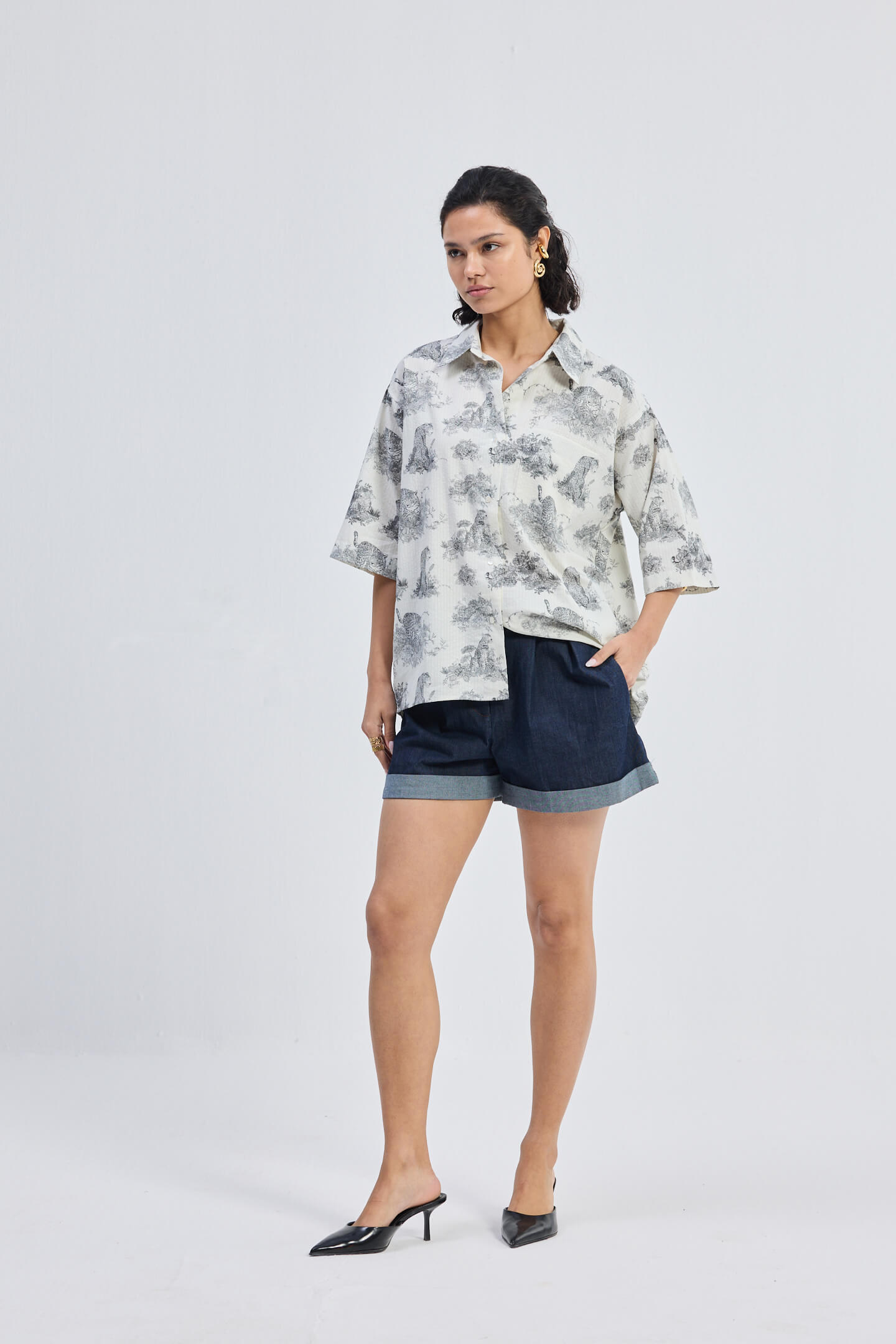Oversized High-Low Shirt in Animal print
