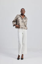 Reistor Oversized Cropped Button-down Shirt In Animal Print featuring a relaxed hand-drawn pattern.