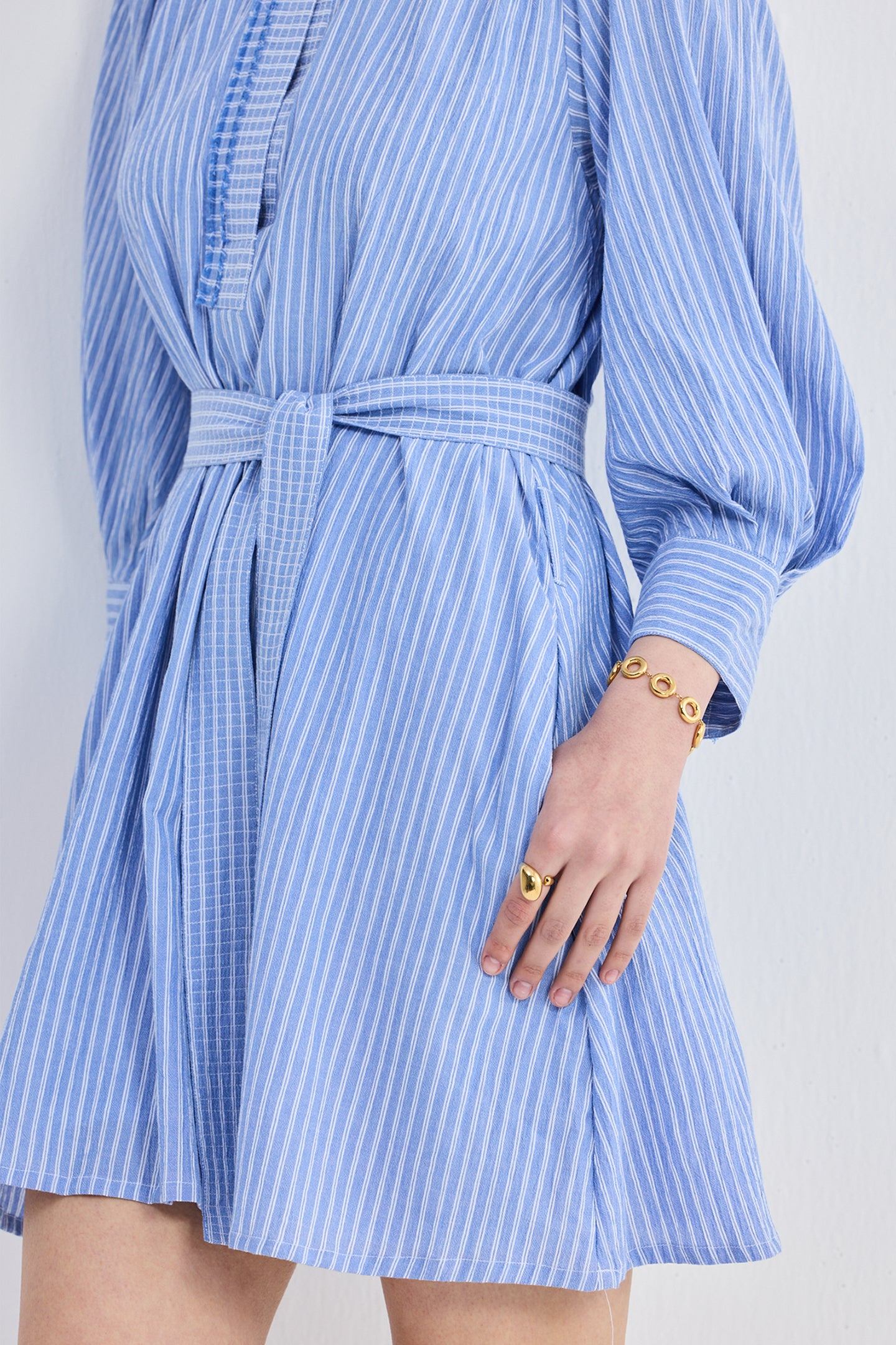 Oversized Tunic Dress with Optional Belt Closeup Shot