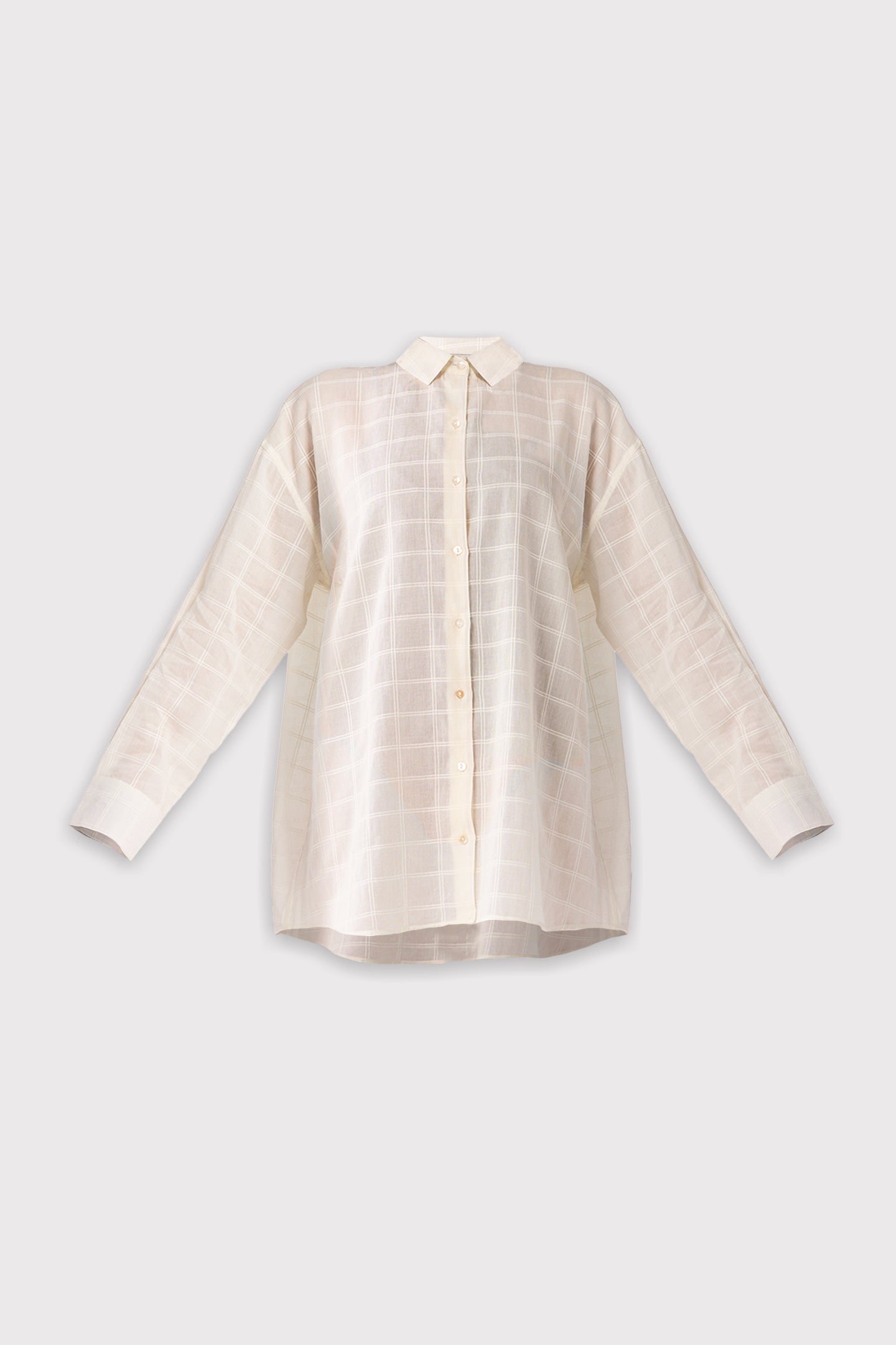 Beige striped shirt on a light gray background