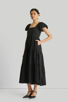 PUFFSLEEVETIEREDBLACKMAXIDRESS4