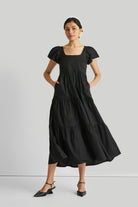 PUFFSLEEVETIEREDBLACKMAXIDRESS5