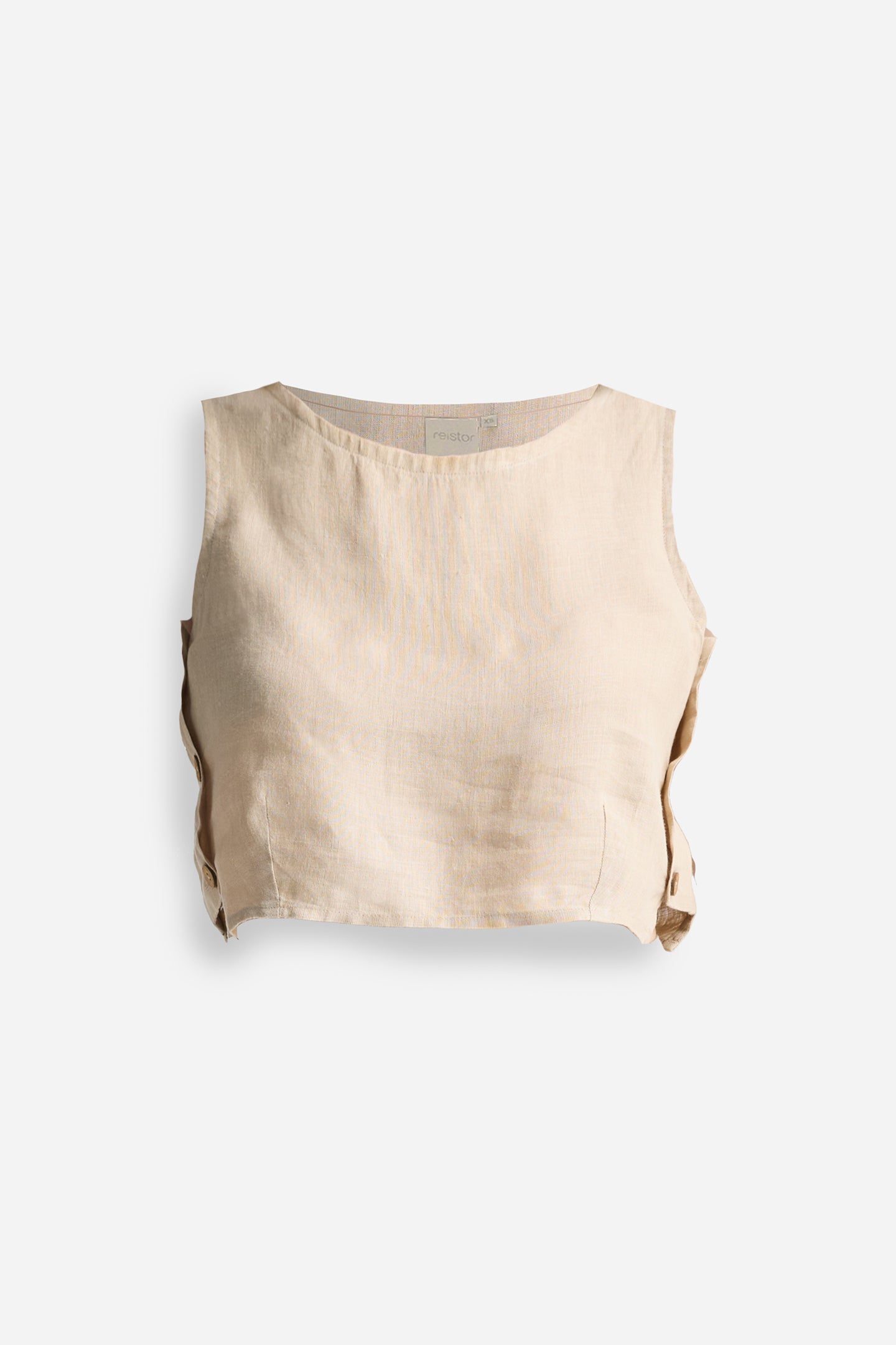 Boxy Crop Top in Neutral Beige Flat Lay