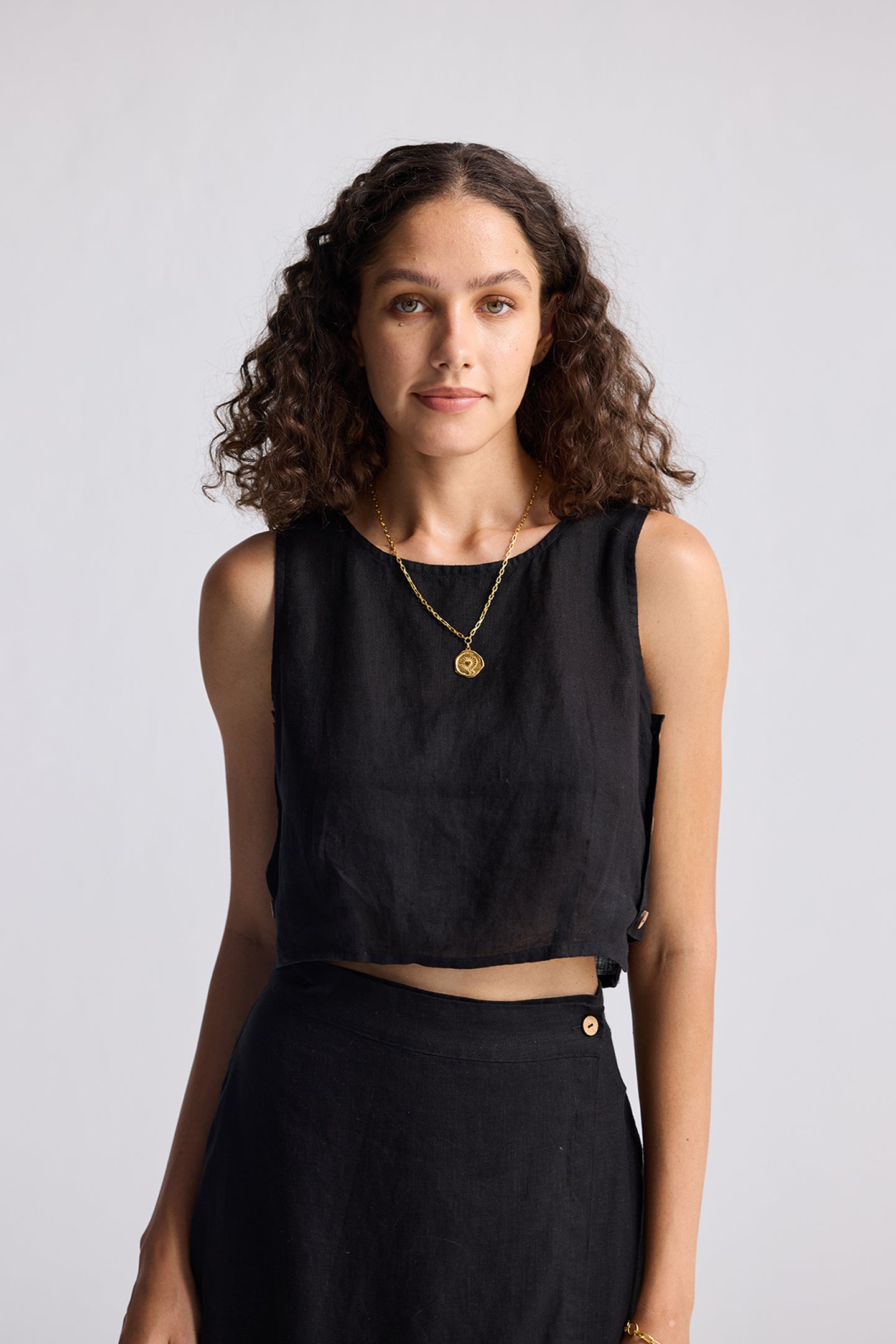 Boxy Crop Top in Black Medium Shot