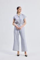 Sustainable reistor Relaxed-fit Shirt in Linen Stripes showcasing a breathable linen texture and a comfortable loose-fit silhouette.