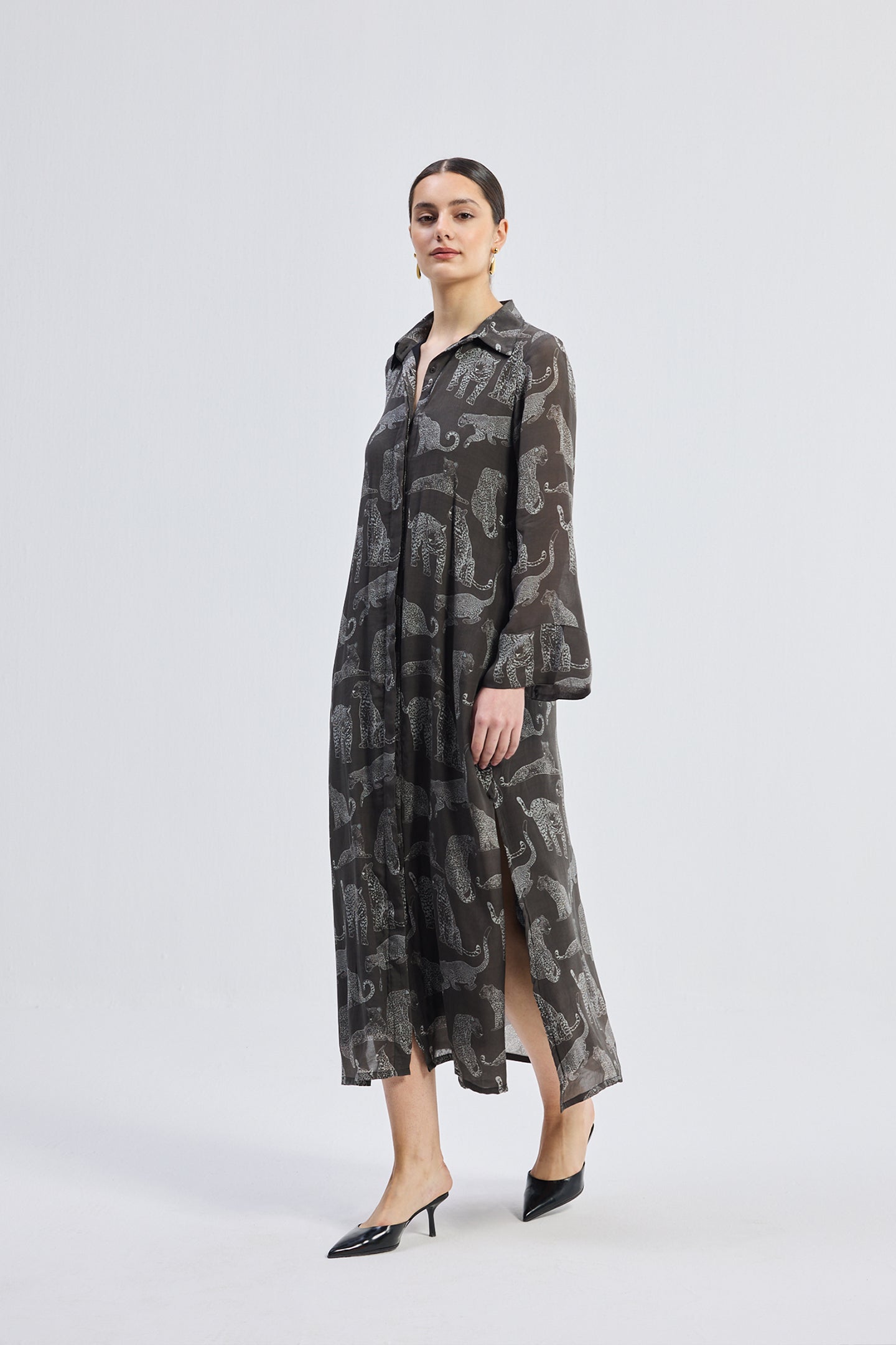 Relaxed-fit Shirt Dress in Animal Print