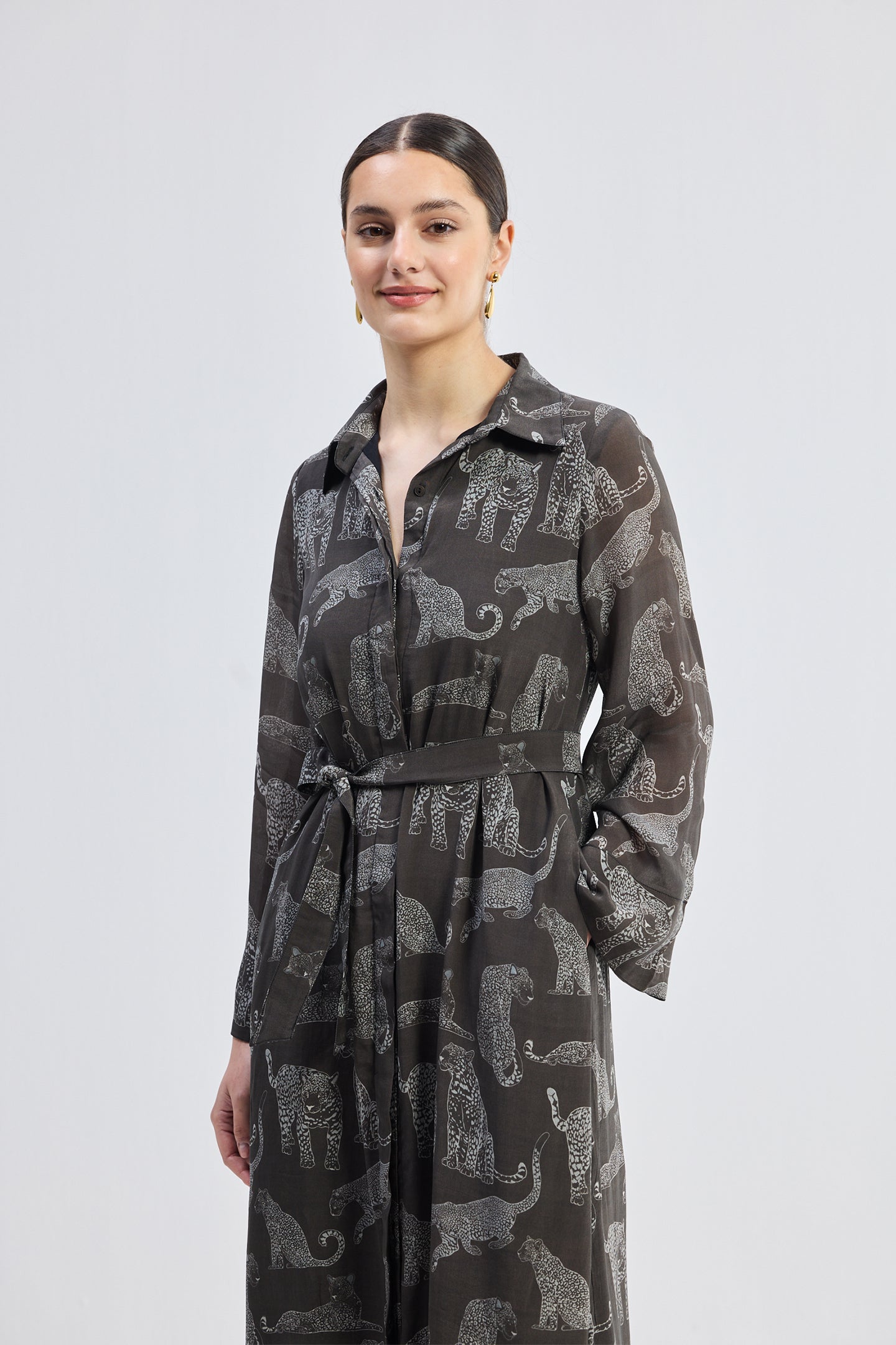 Relaxed-fit Shirt Dress in Animal Print