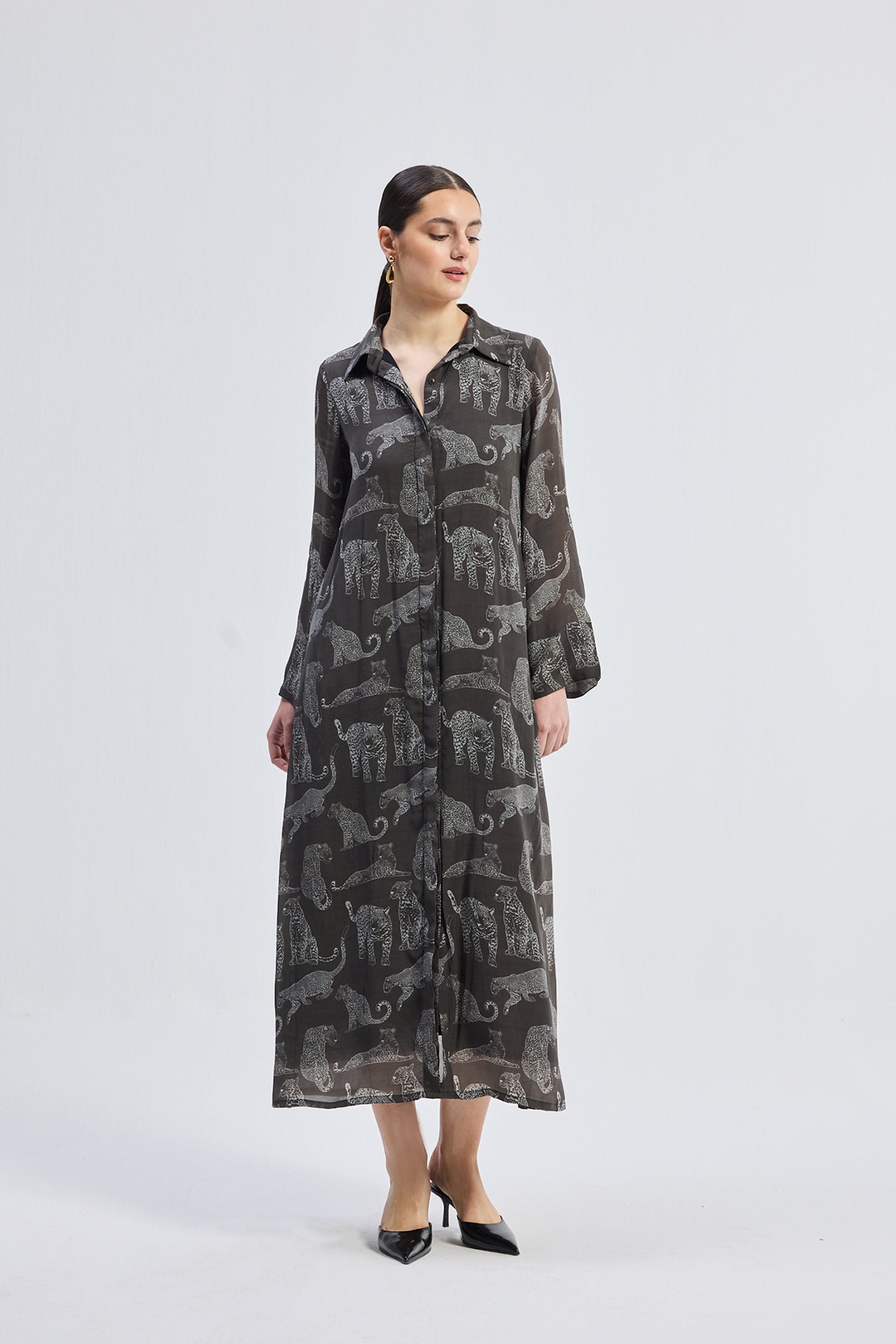 Relaxed-fit Shirt Dress in Animal Print