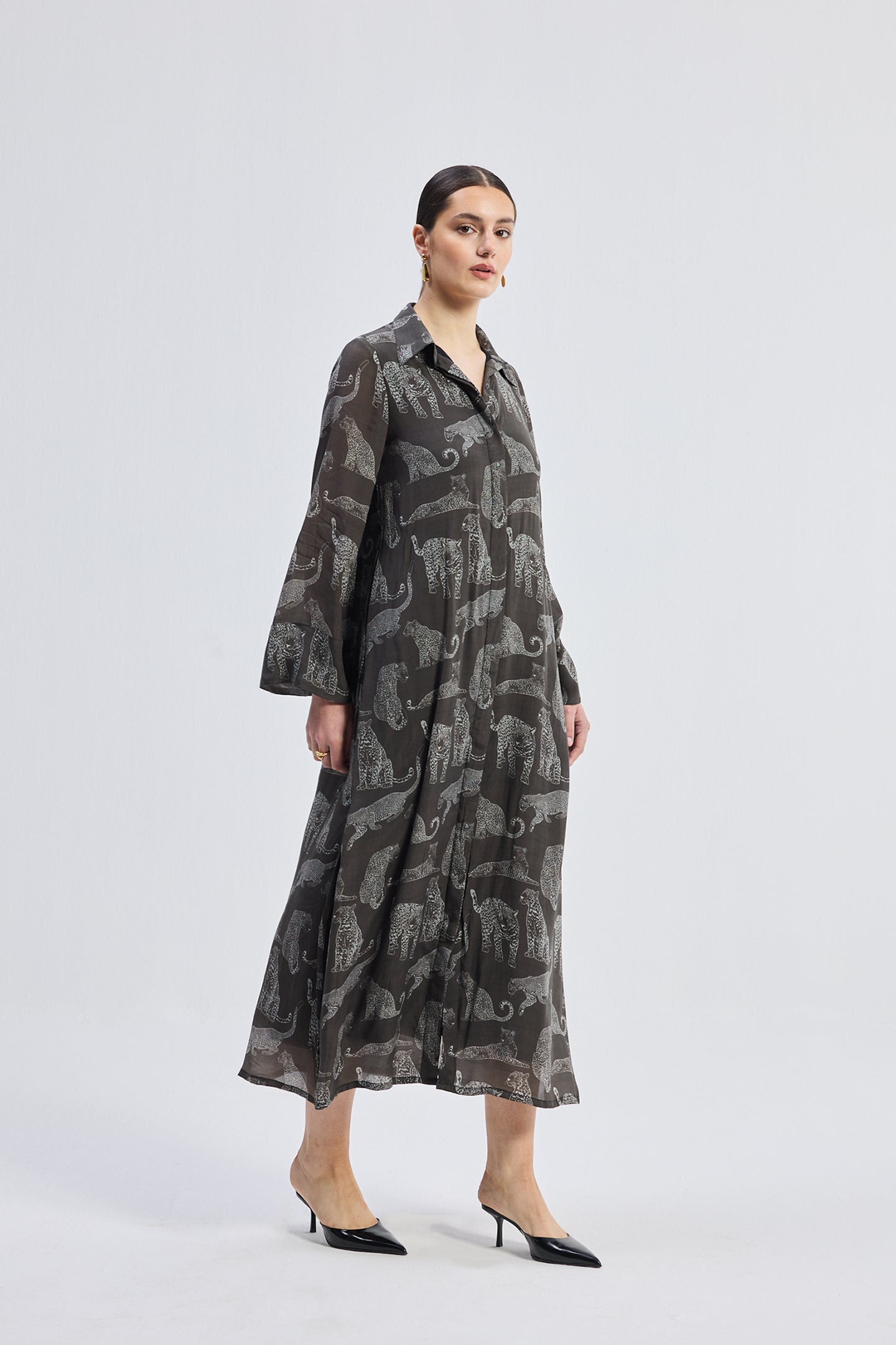 Relaxed-fit Shirt Dress in Animal Print