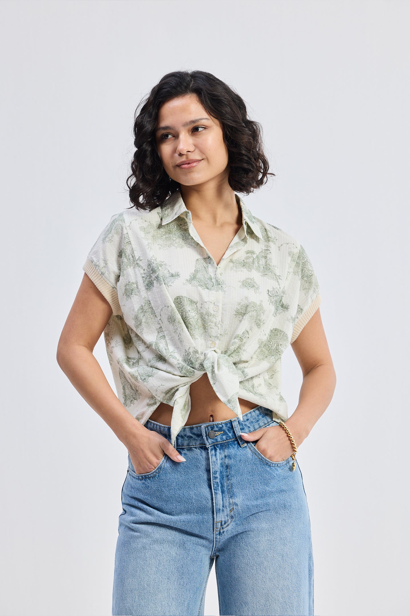 Relaxed-fit Button-down Shirt in Animal print