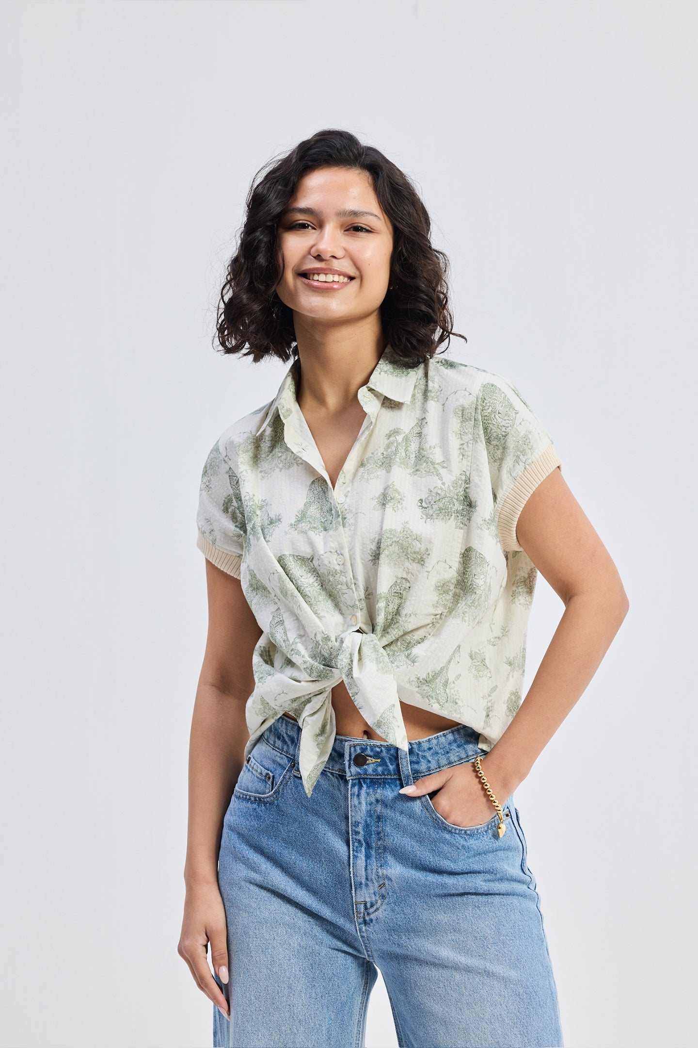 Relaxed-fit Button-down Shirt in Animal print