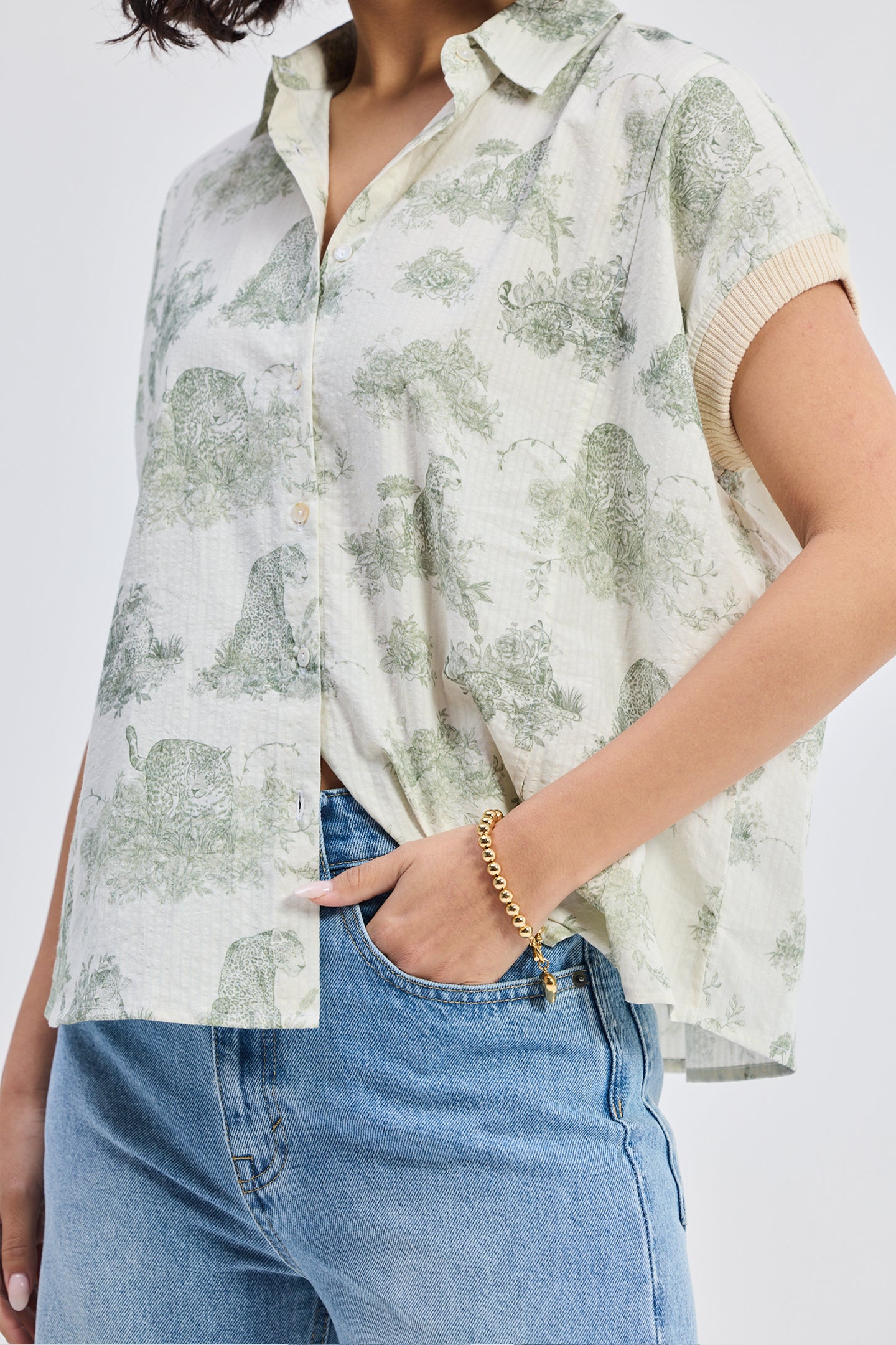 Relaxed-fit Button-down Shirt in Animal print