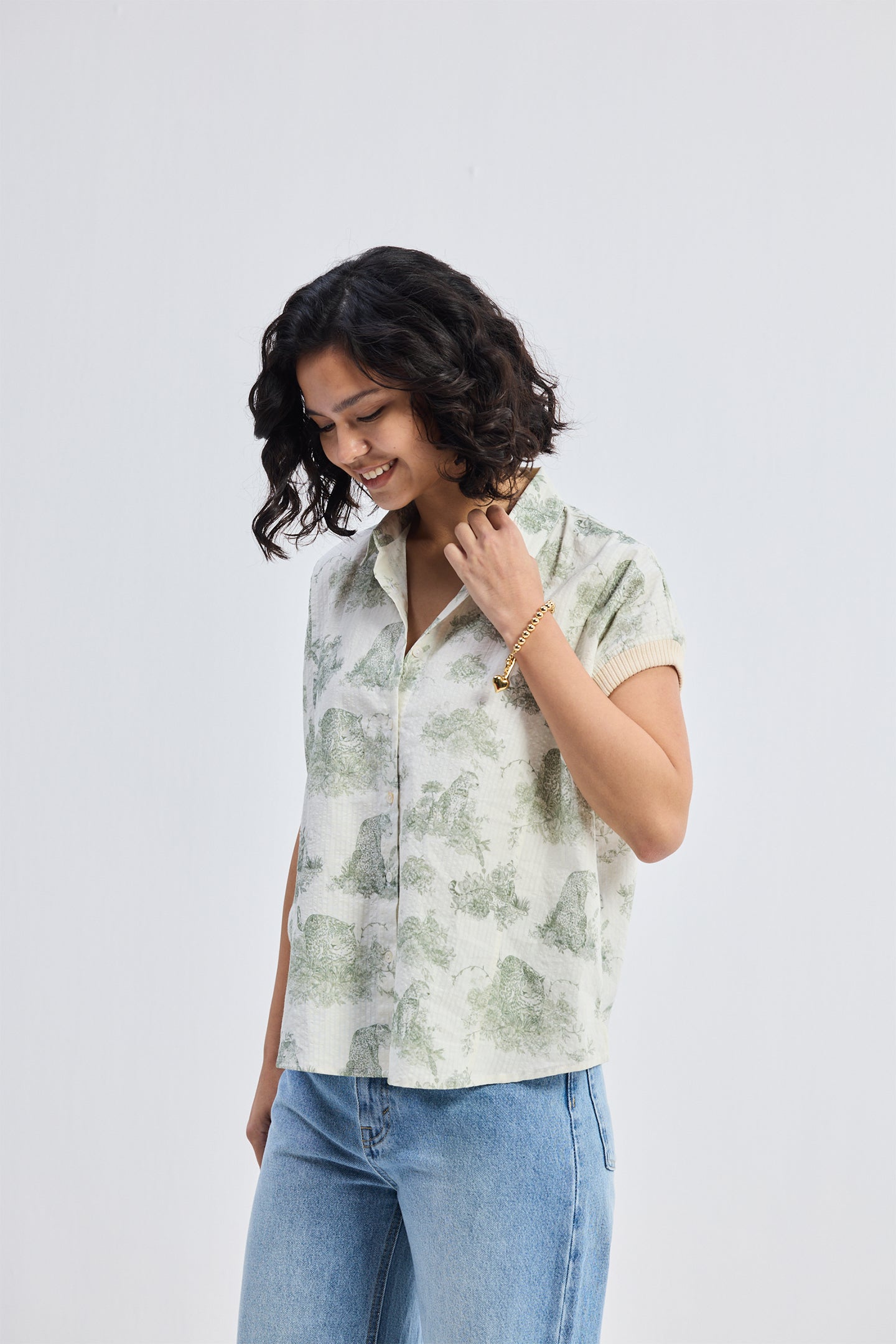 Relaxed-fit Button-down Shirt in Animal print