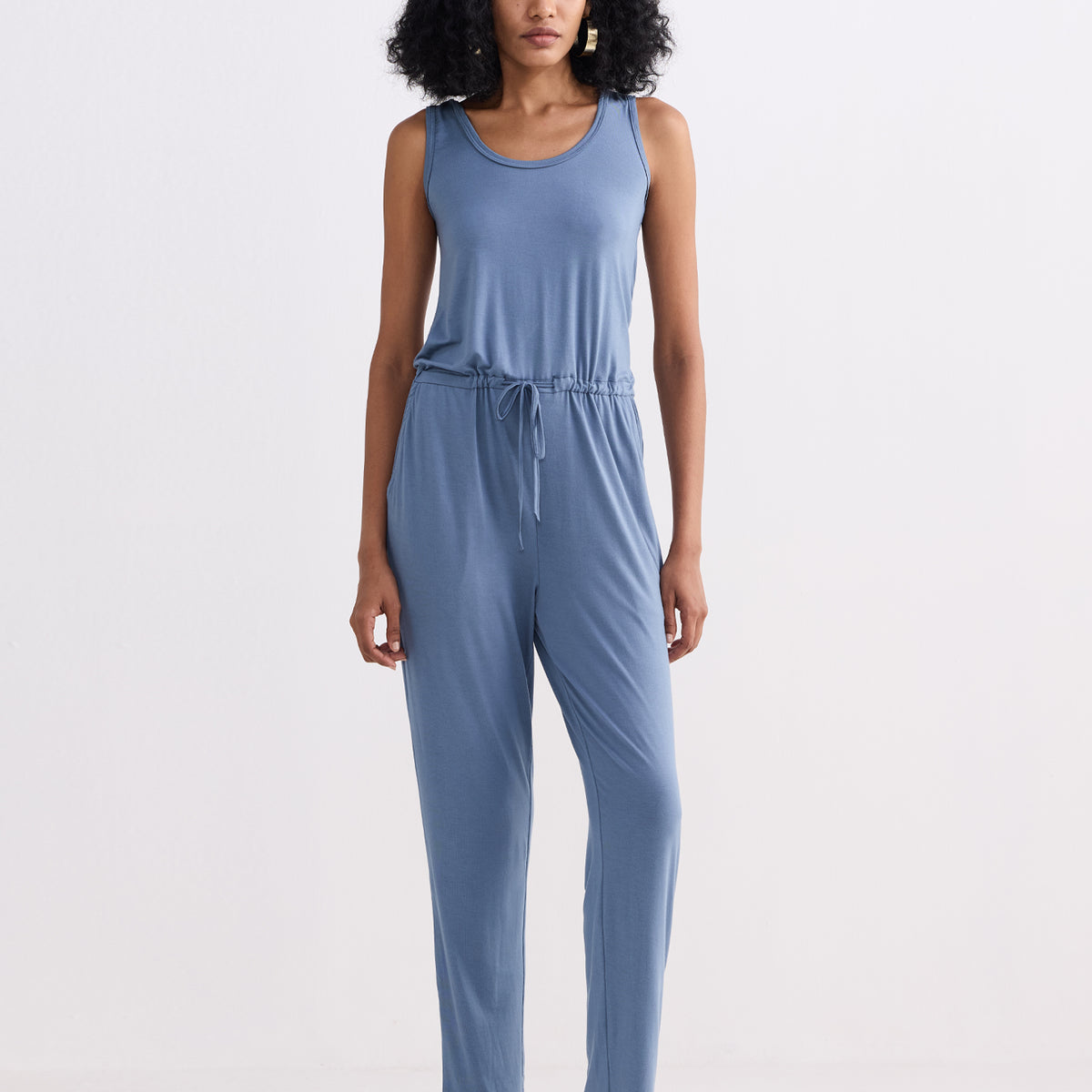 Relaxed Drawstring Jumpsuit in Blue – Reistor