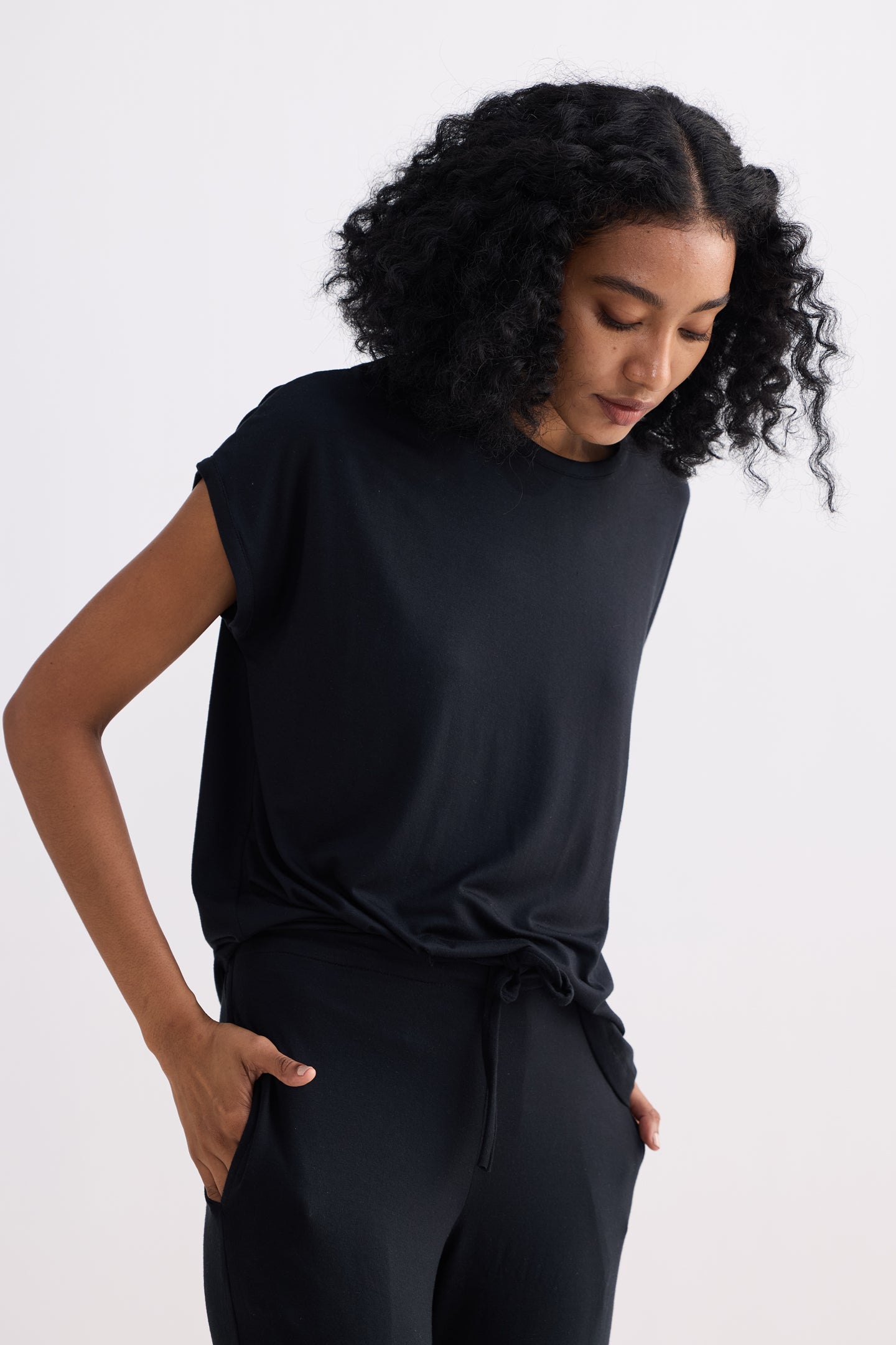 Relaxed Tee in Black Closeup