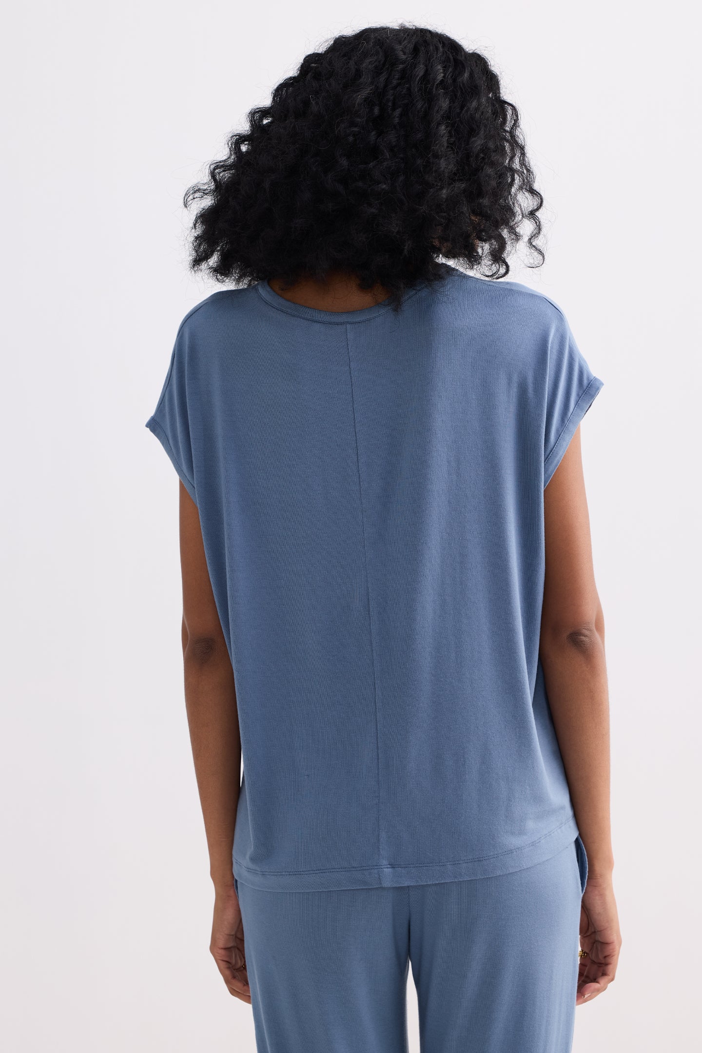 Relaxed Tee in Blue Closeup