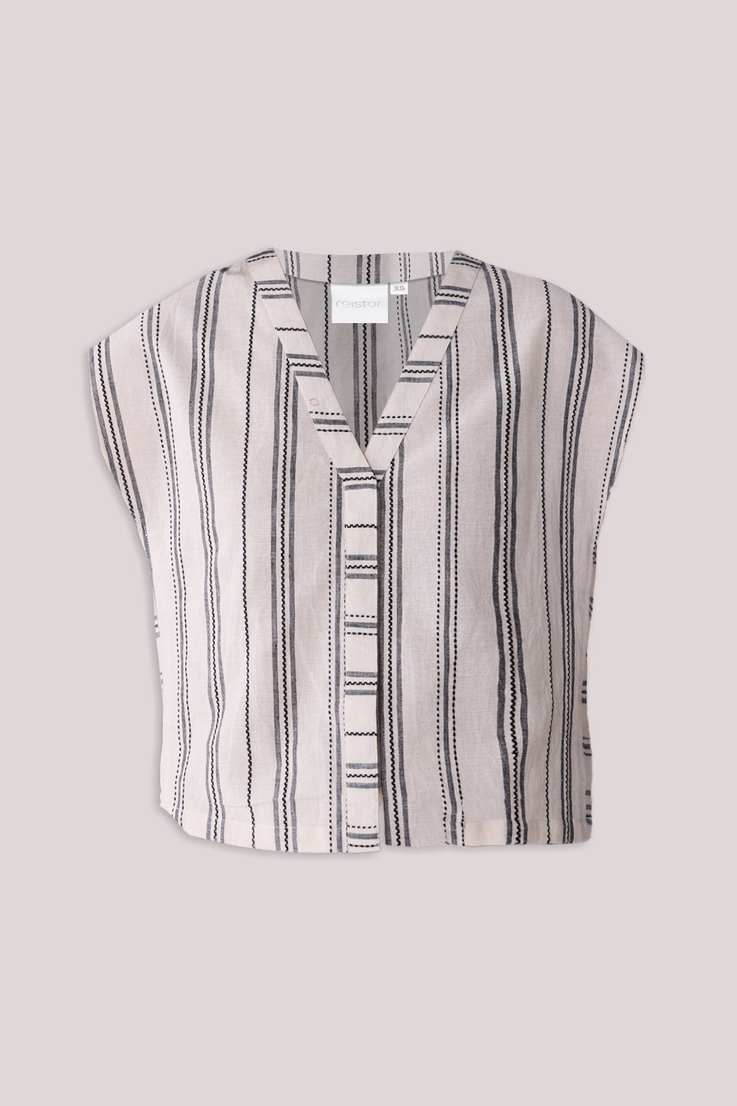 Relaxed V-neck Top in Stripes
