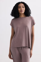 Front view of soft Relaxed Tee Set in Dusty Rose
