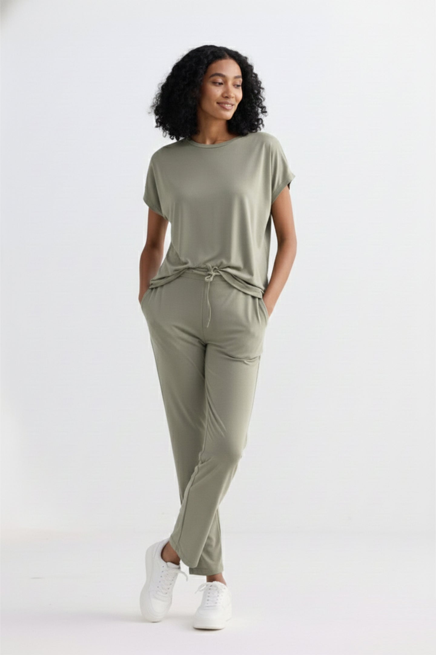 Soft olive green Relaxed Tee and pants