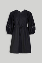 Shirt Dress with Balloon Sleeves in Black