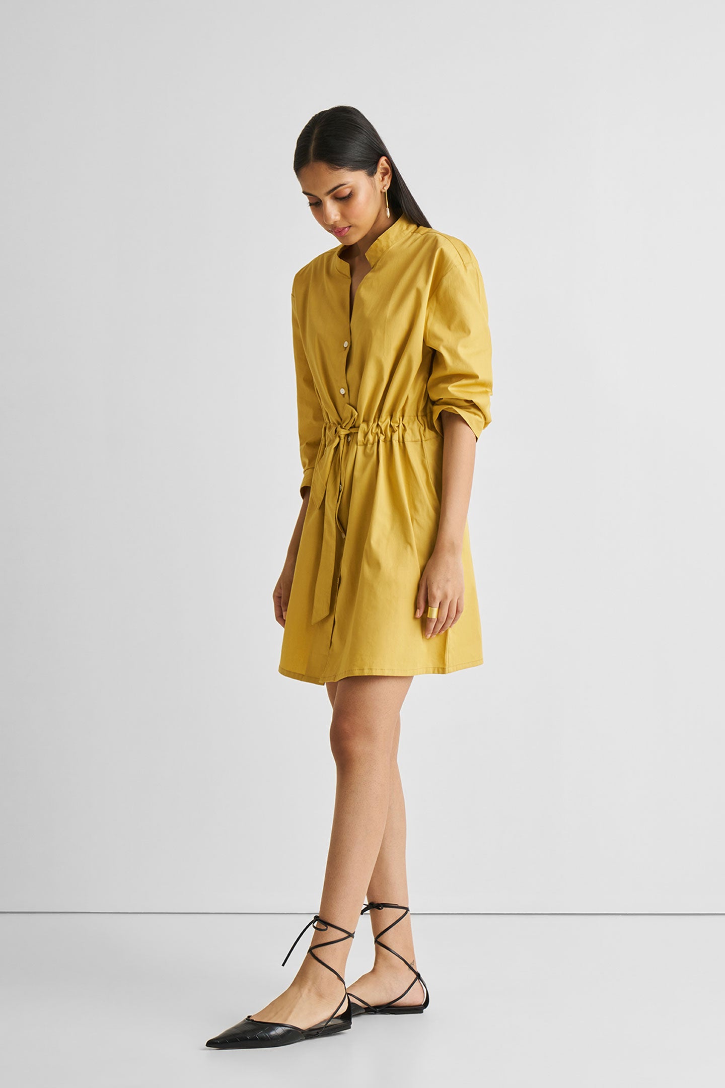 Short-Tie-Waist-Dress-in-Mustard---4