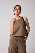 Sleeveless Colorblock Top in Brown and Black