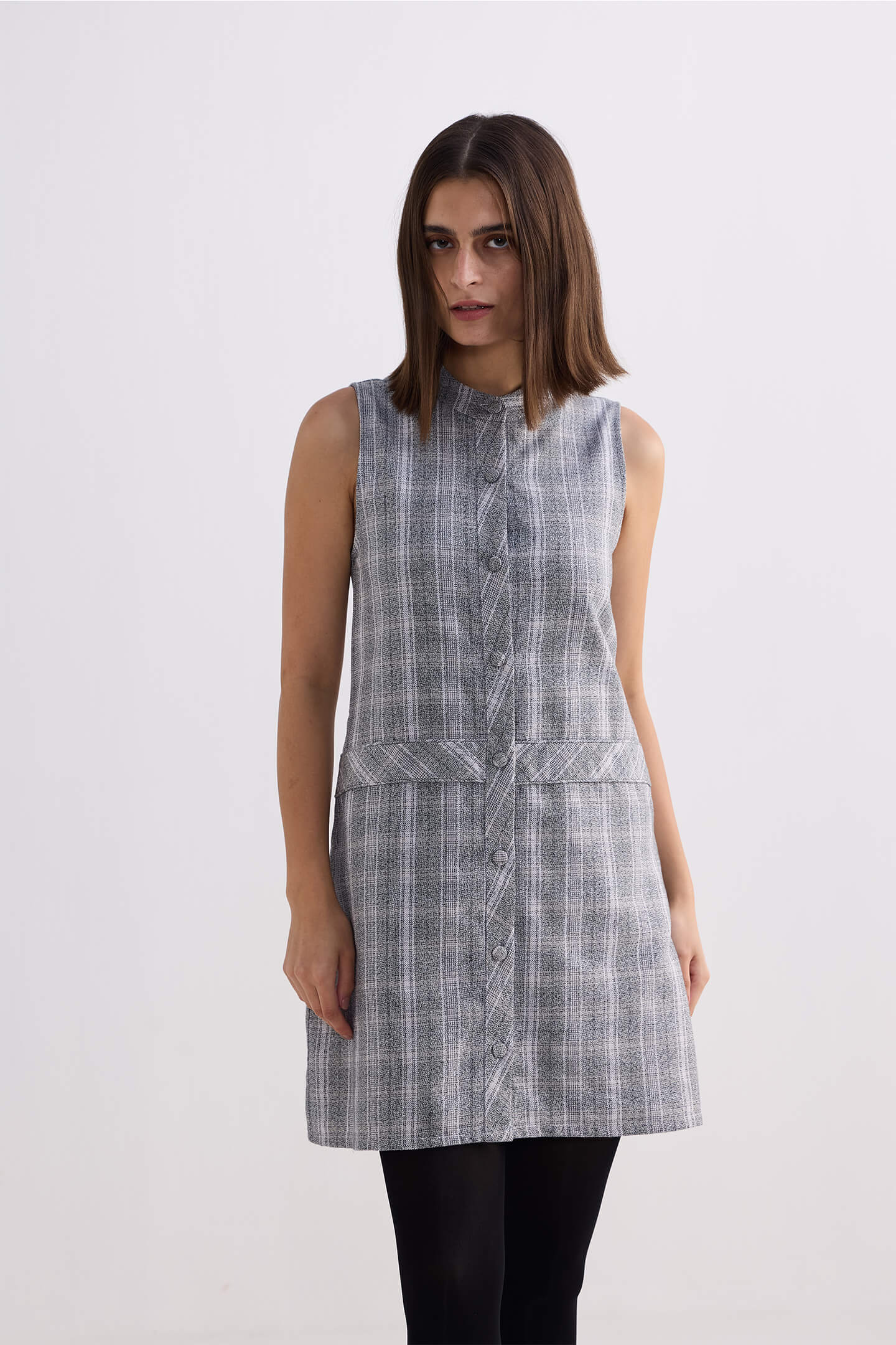 The Cotton Tweed Shift Dress in Grey Longshot