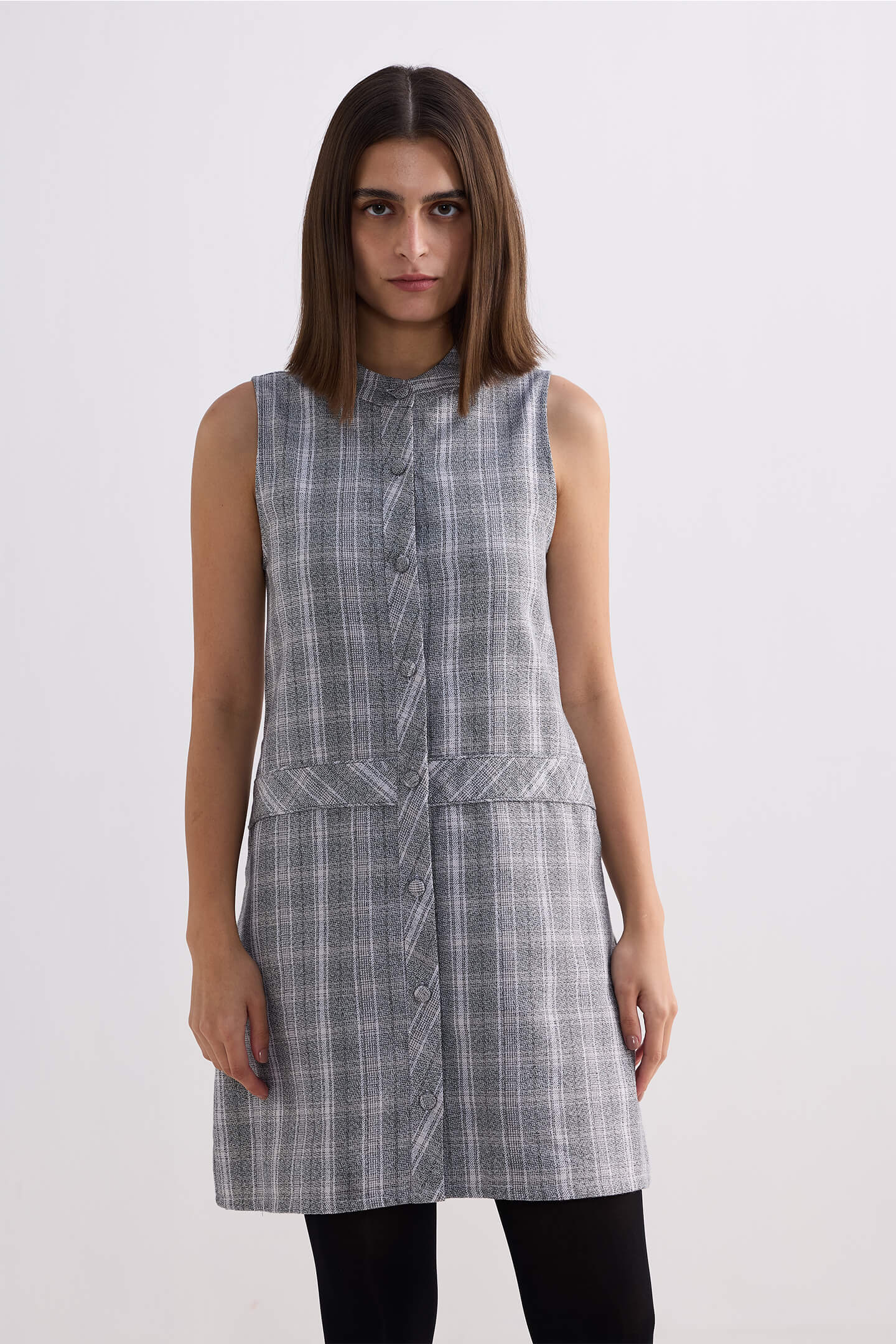 The Cotton Tweed Shift Dress in Grey Longshot