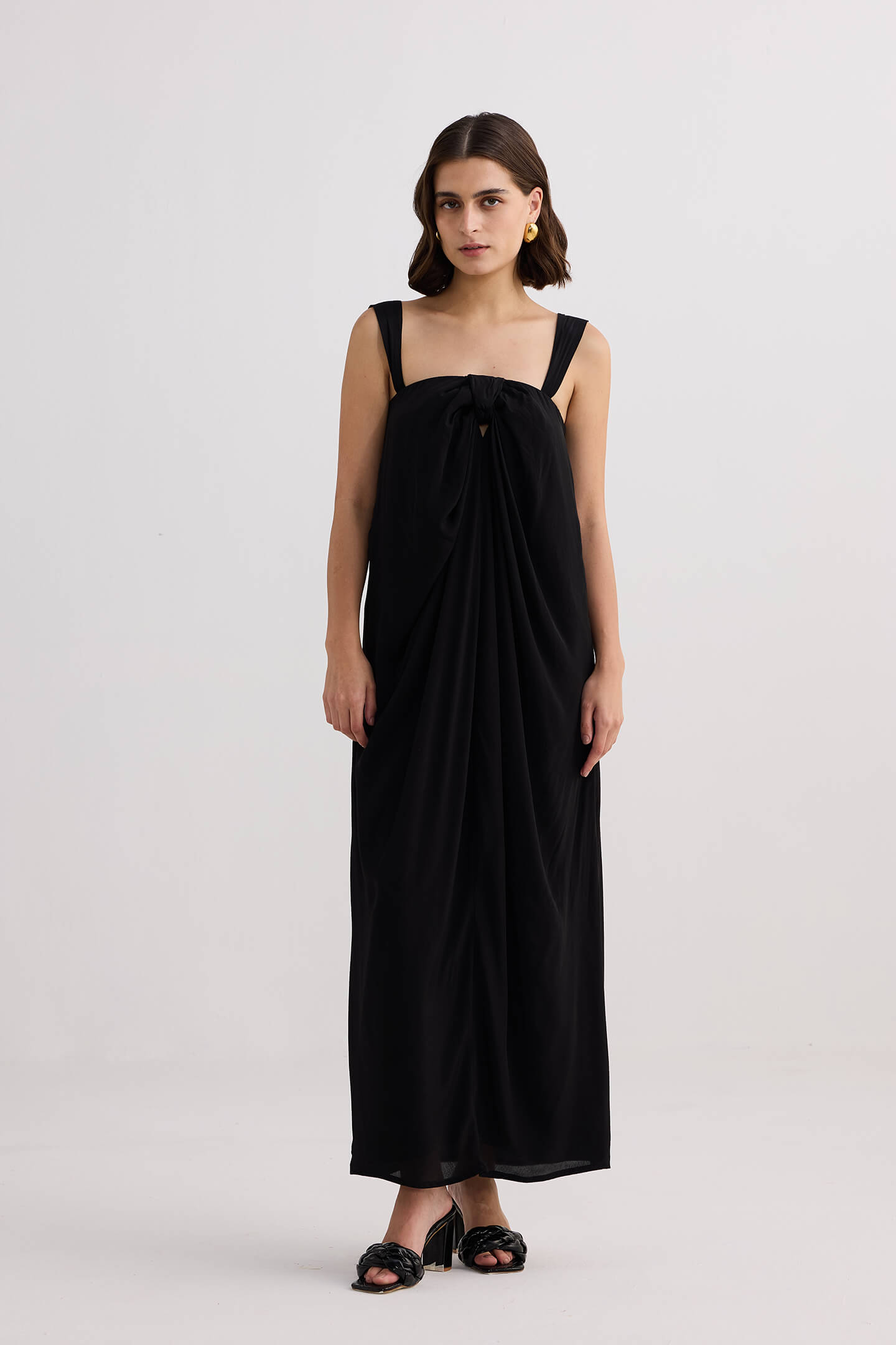 Twilight Twist Strappy Maxi Dress in Black Longshot