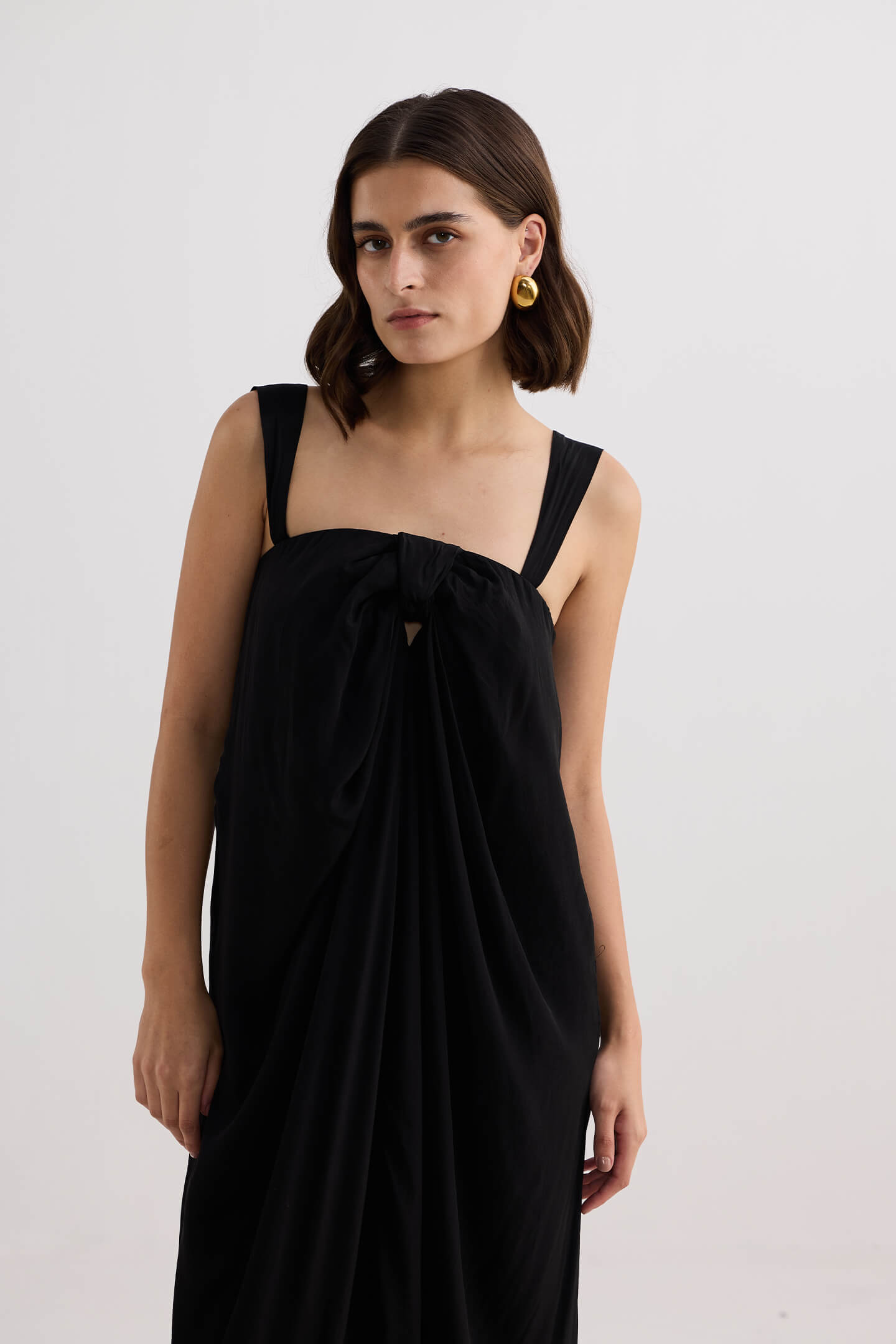 Twilight Twist Strappy Maxi Dress in Black Longshot